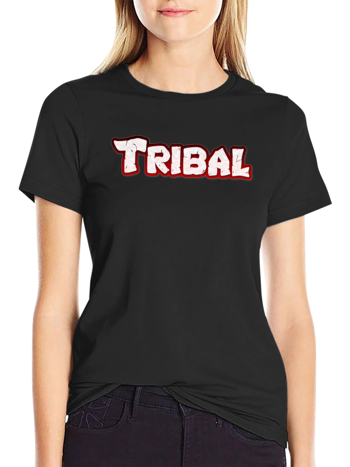 Tribal Graphic Print Black Crew Neck T-Shirt
