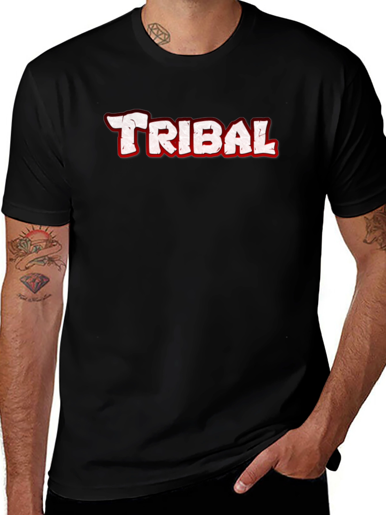Tribal Graphic Print Black Crew Neck T-Shirt