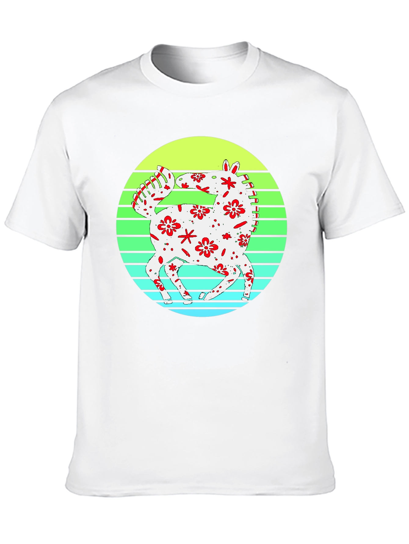 Floral Horse Graphic Tee - Retro Style
