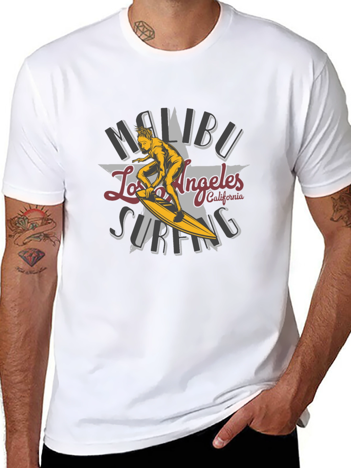 Malibu Surfing T-Shirt - Los Angeles California