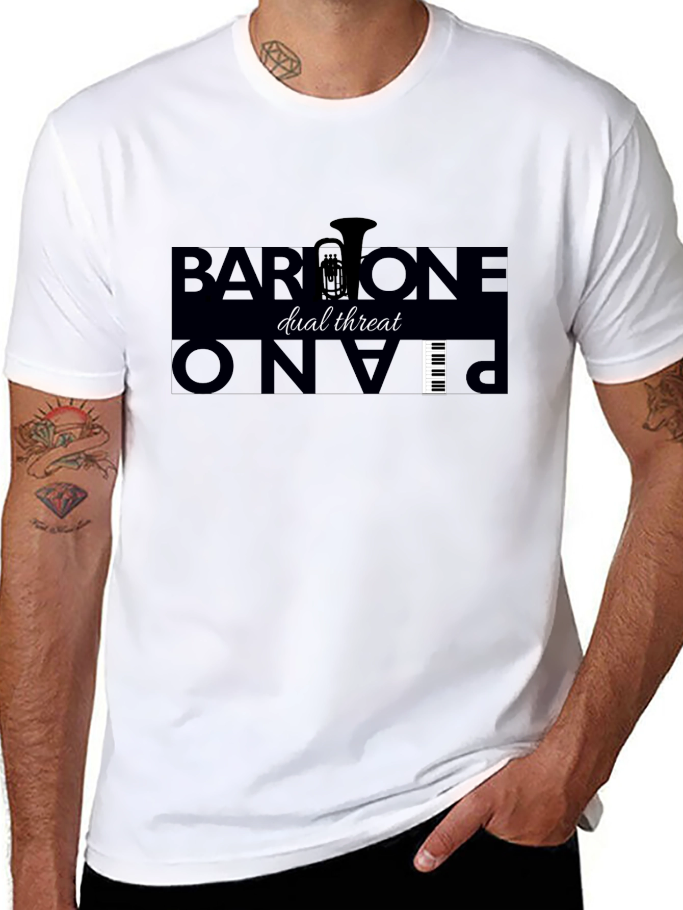 Dual Threat Baritone & Piano Music T-Shirt