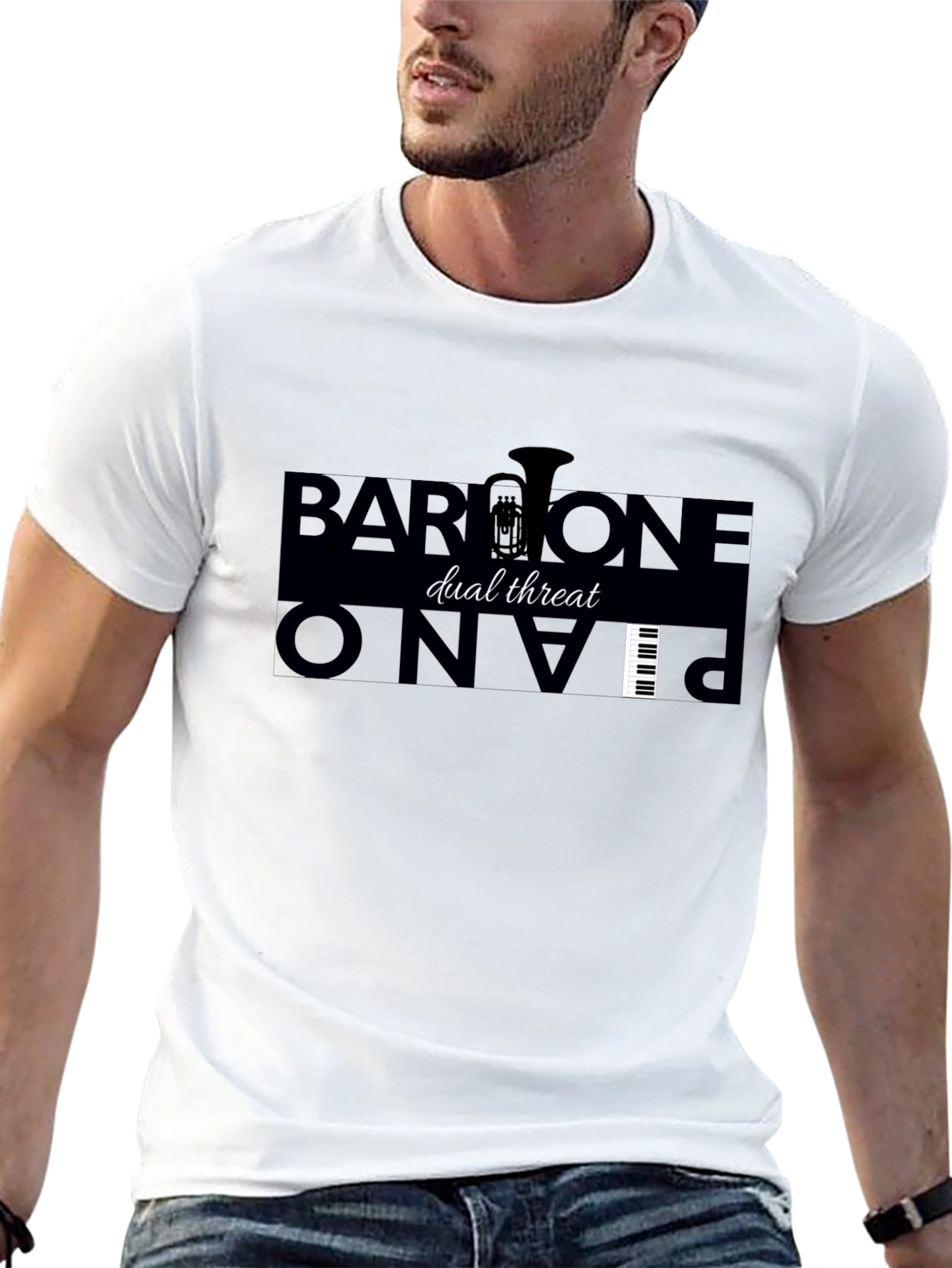 Dual Threat Baritone & Piano Music T-Shirt
