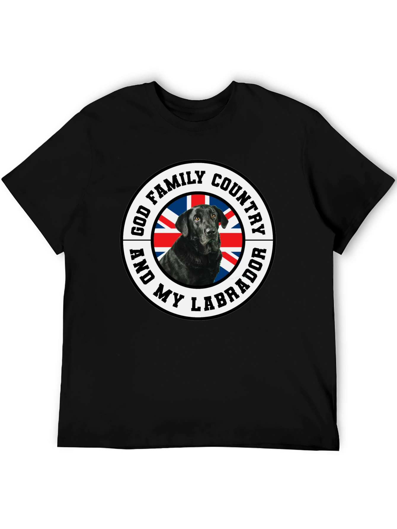 God Family Country Labrador UK Flag T-Shirt