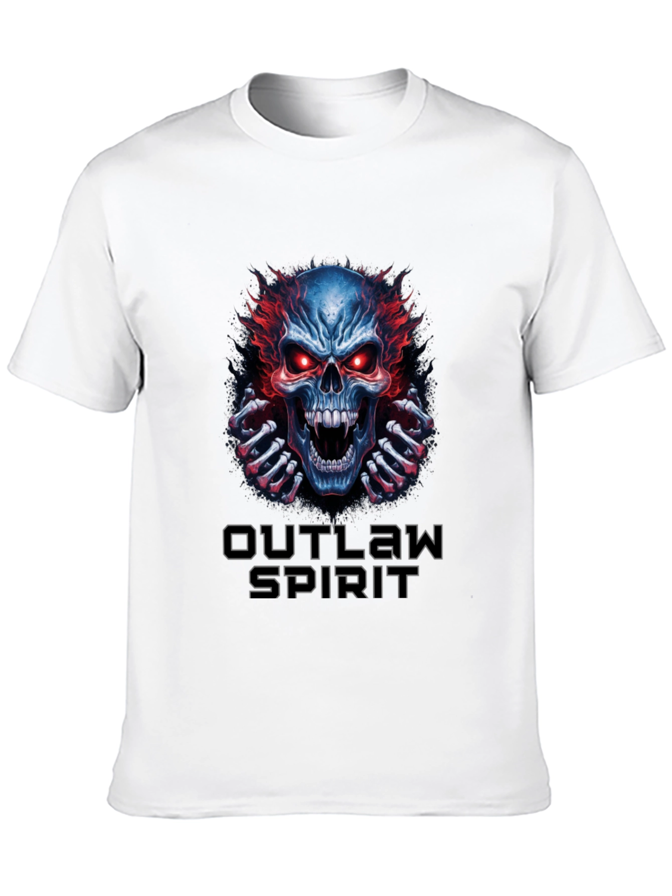 Outlaw Spirit Skull Graphic Tee - Black