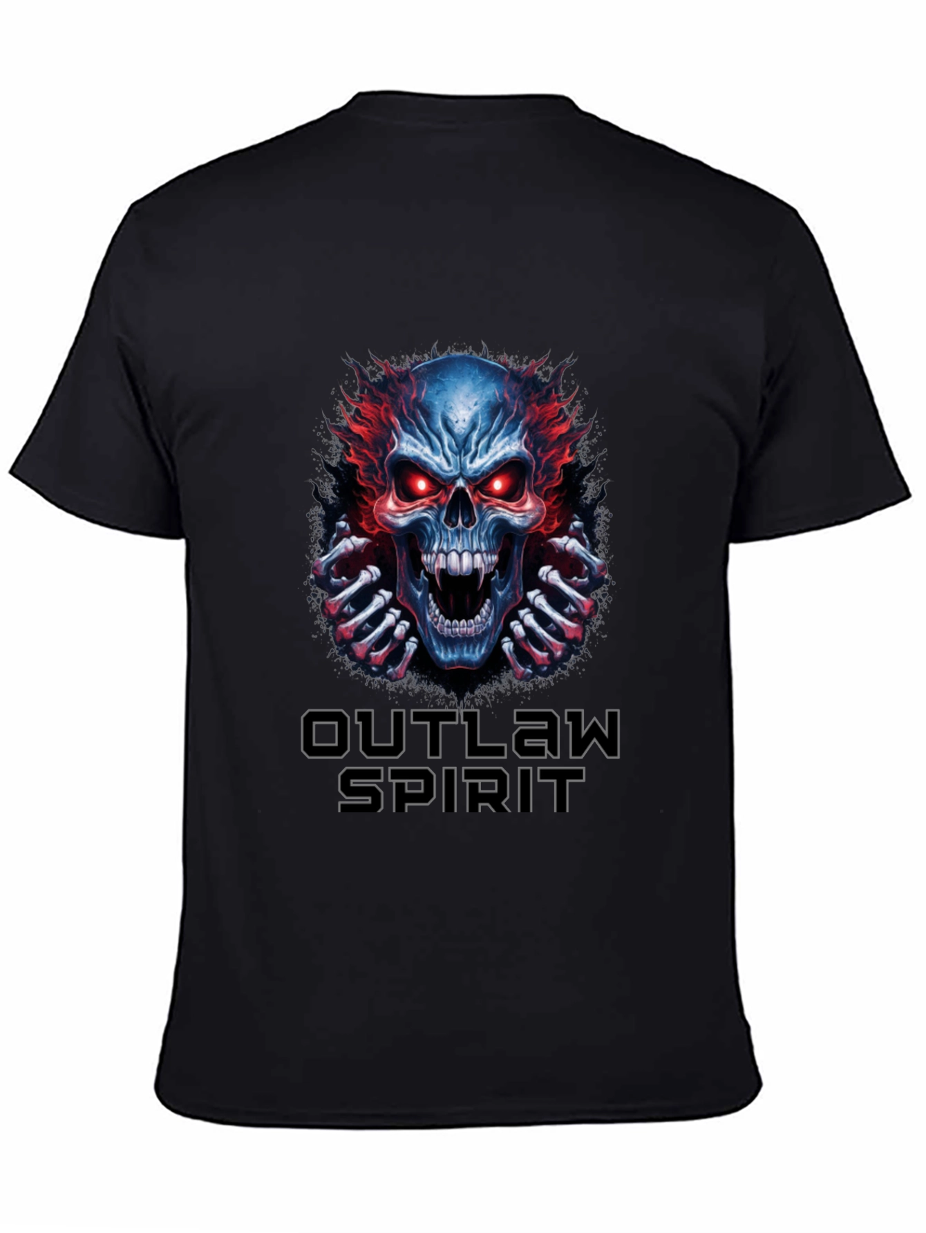 Outlaw Spirit Skull Graphic Tee - Black