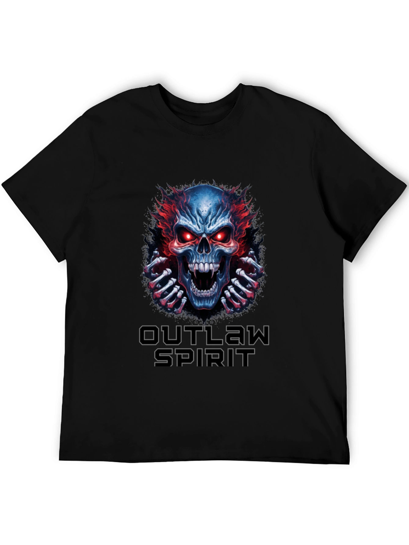Outlaw Spirit Skull Graphic Tee - Black