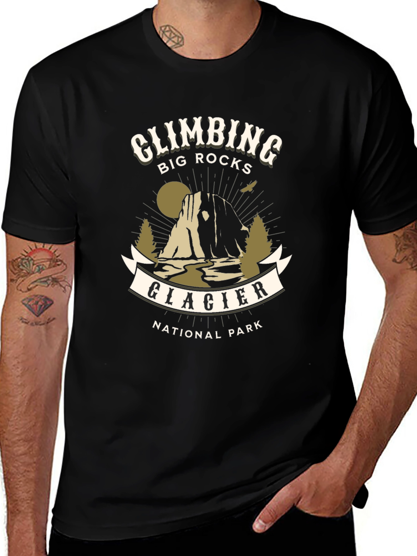 Climbing Big Rocks Glacier National Park Graphic T-Shirt