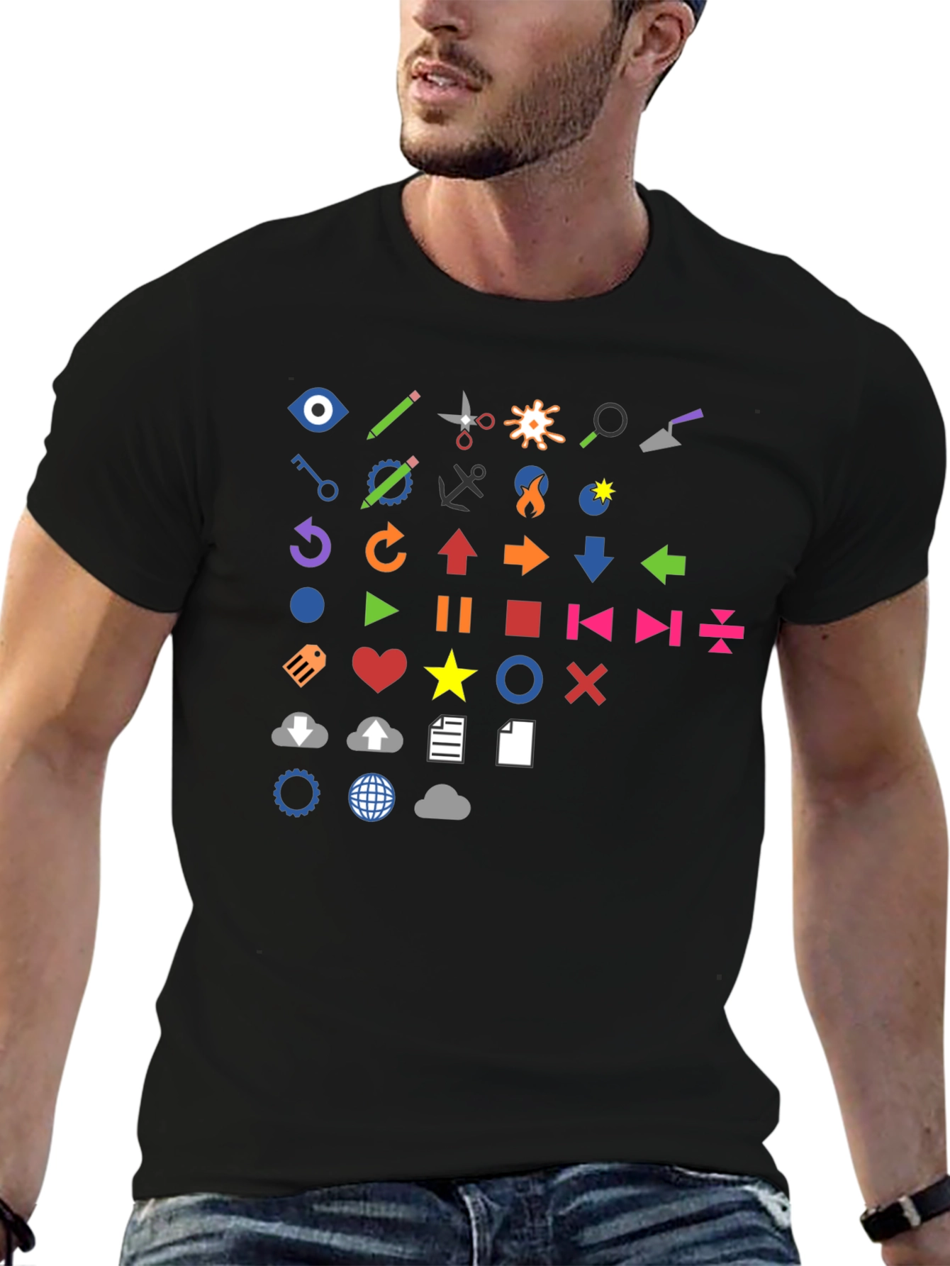 Icon Graphic Print Black T-Shirt