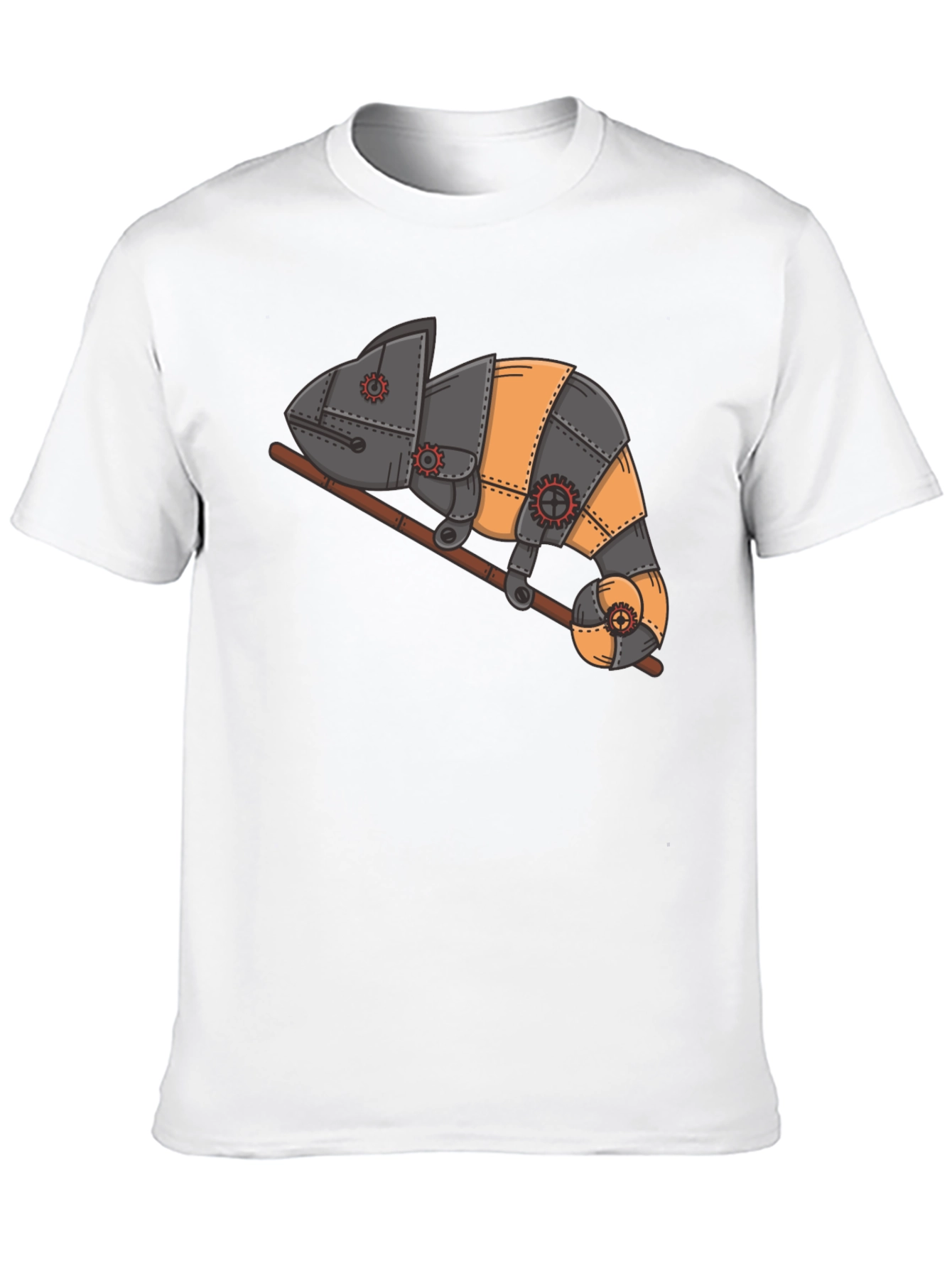 Steampunk Chameleon Graphic T-Shirt - Unique Reptile Design