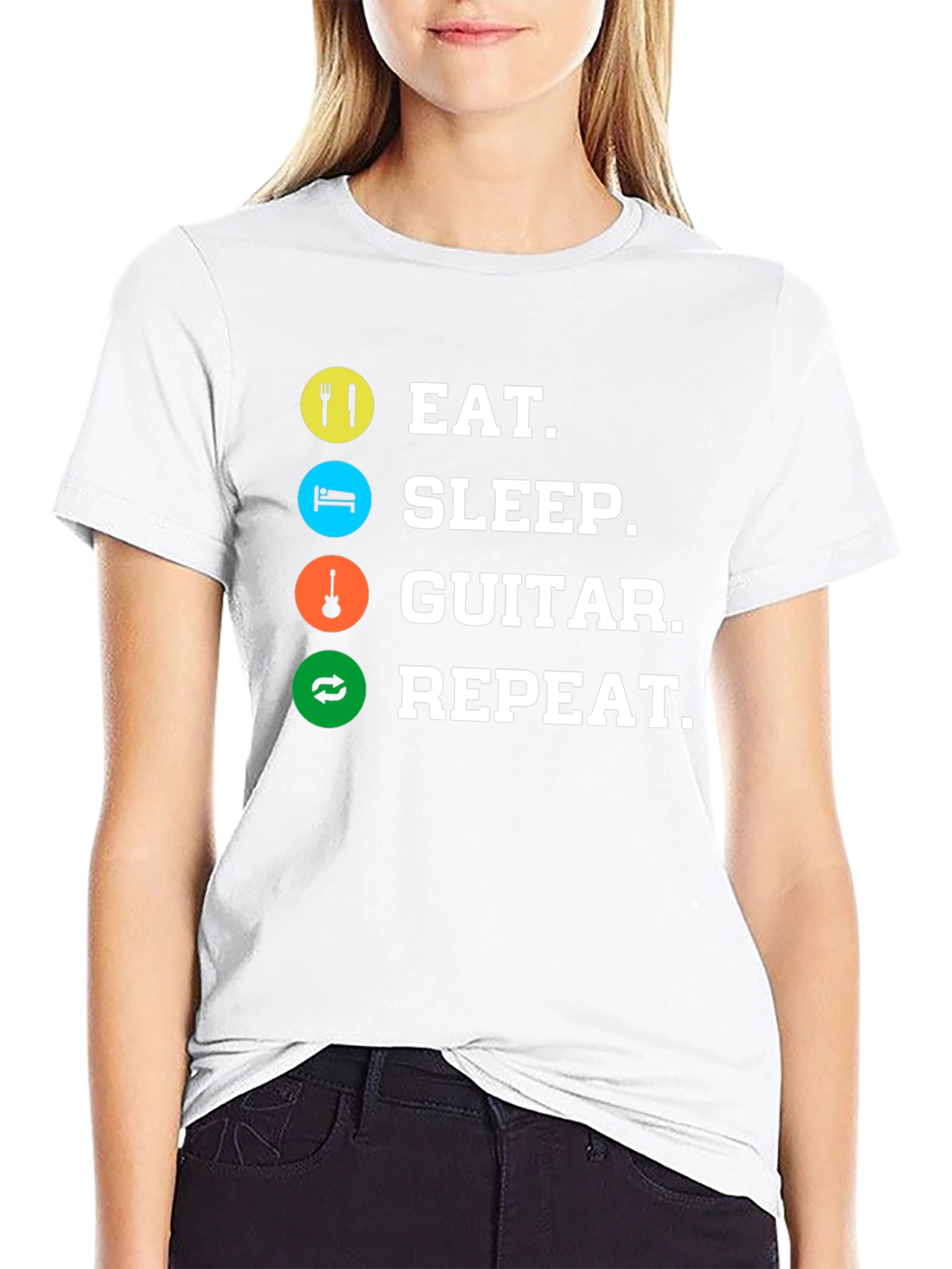 Eat Sleep Guitar Repeat Black T-Shirt