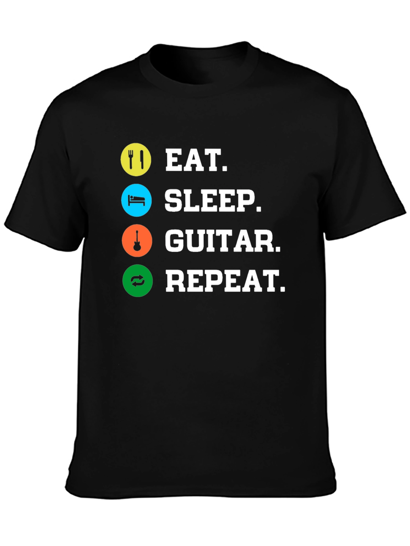 Eat Sleep Guitar Repeat Black T-Shirt