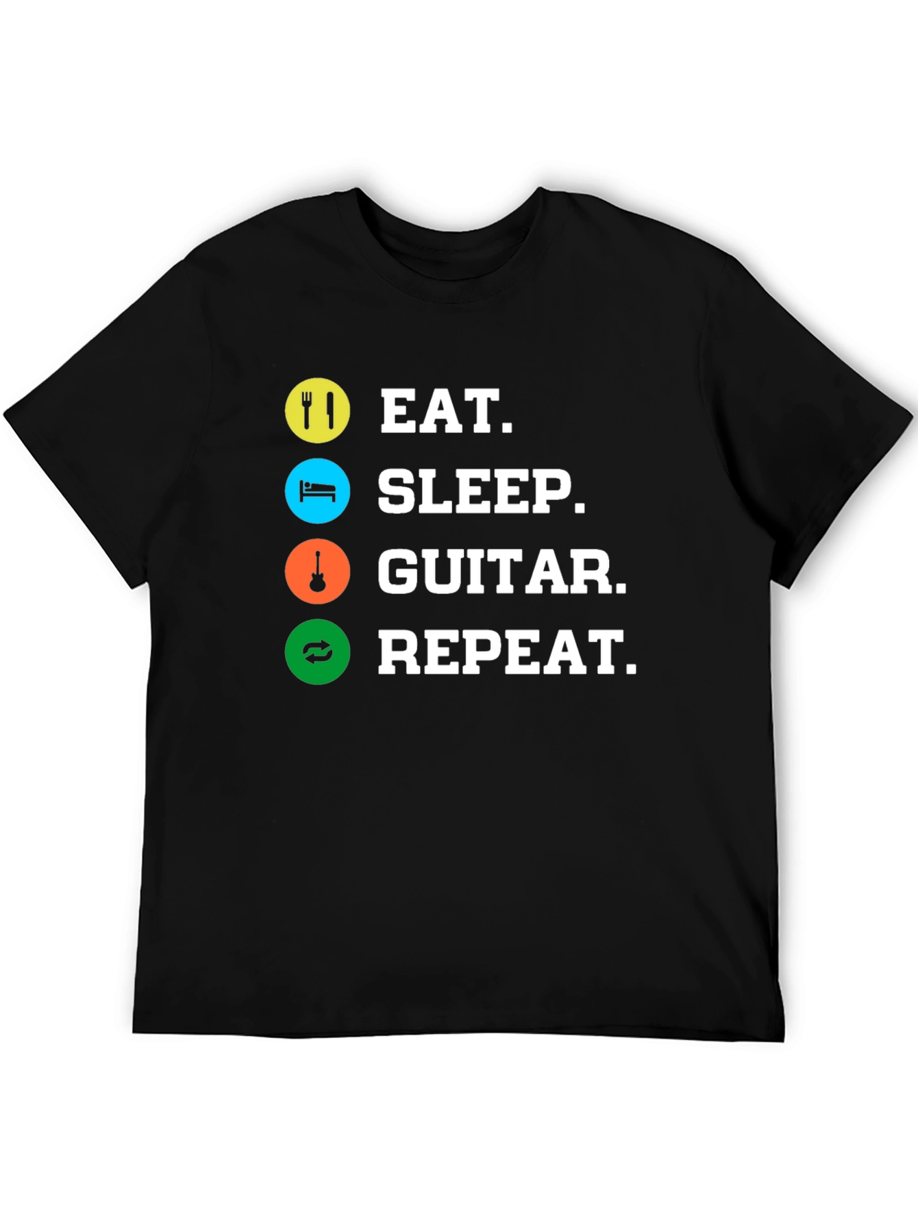 Eat Sleep Guitar Repeat Black T-Shirt