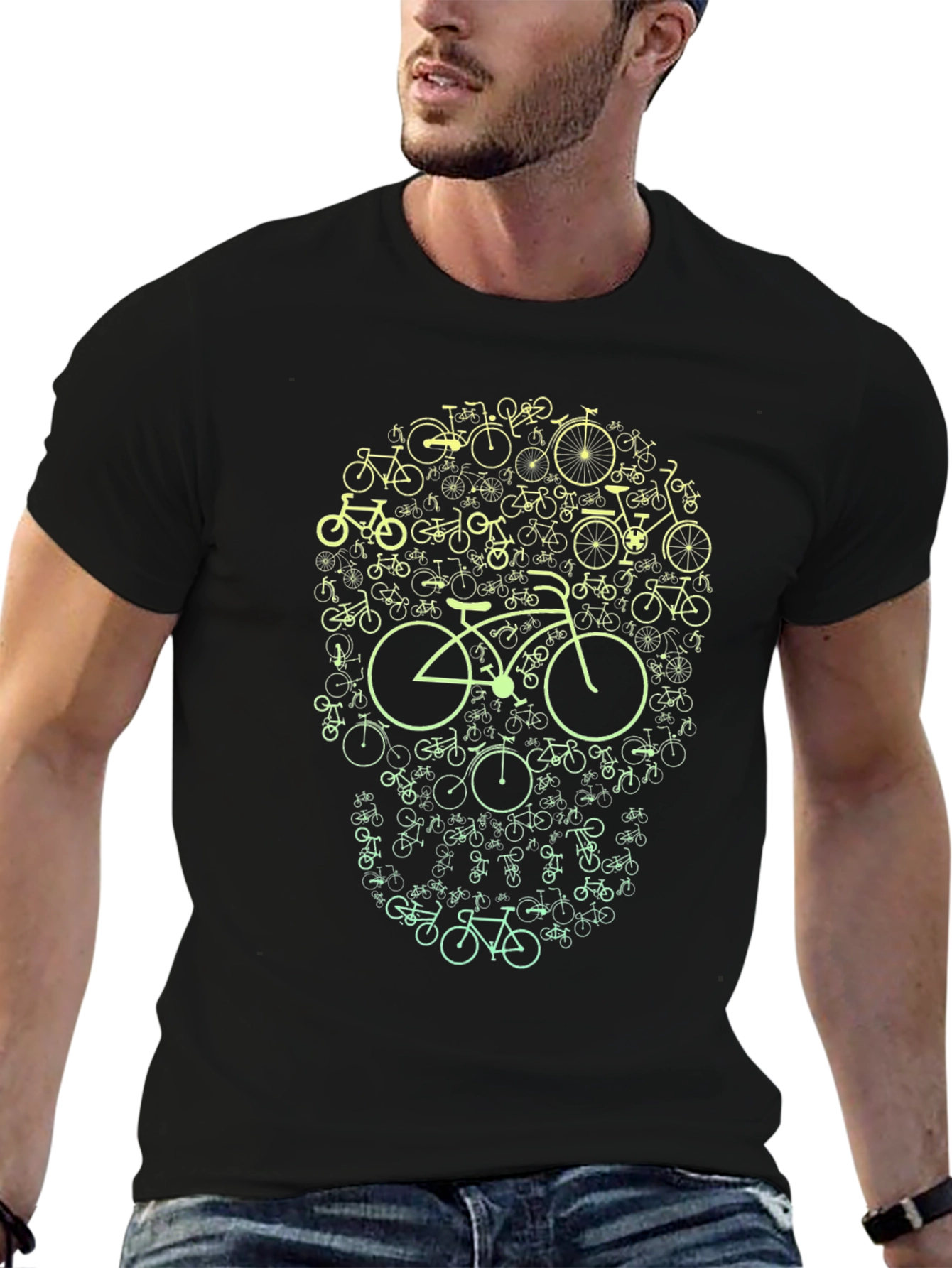 Bike Skull Graphic Tee - Cycling Enthusiast T-Shirt