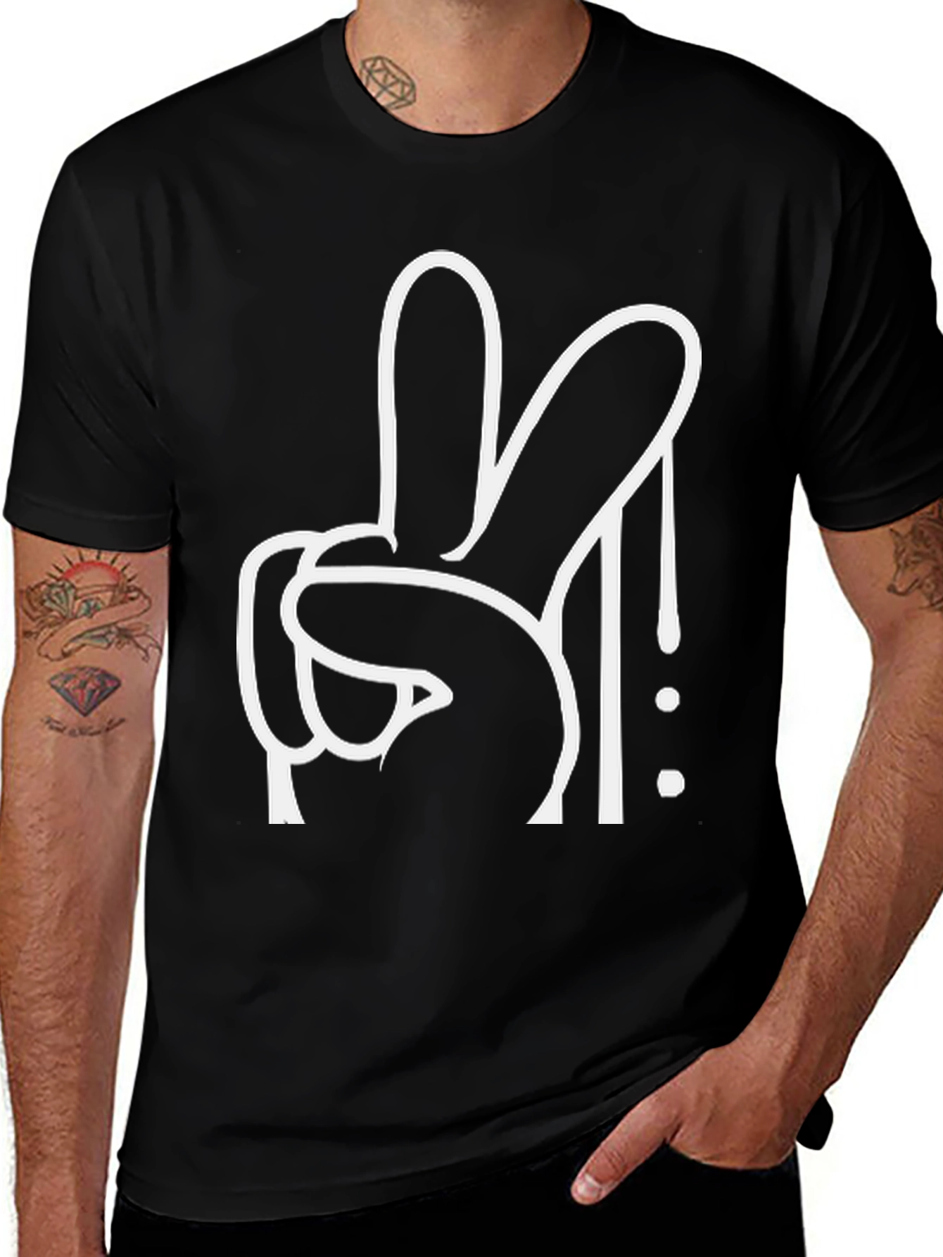 Cool Black T-Shirt with Peace Sign Graphic