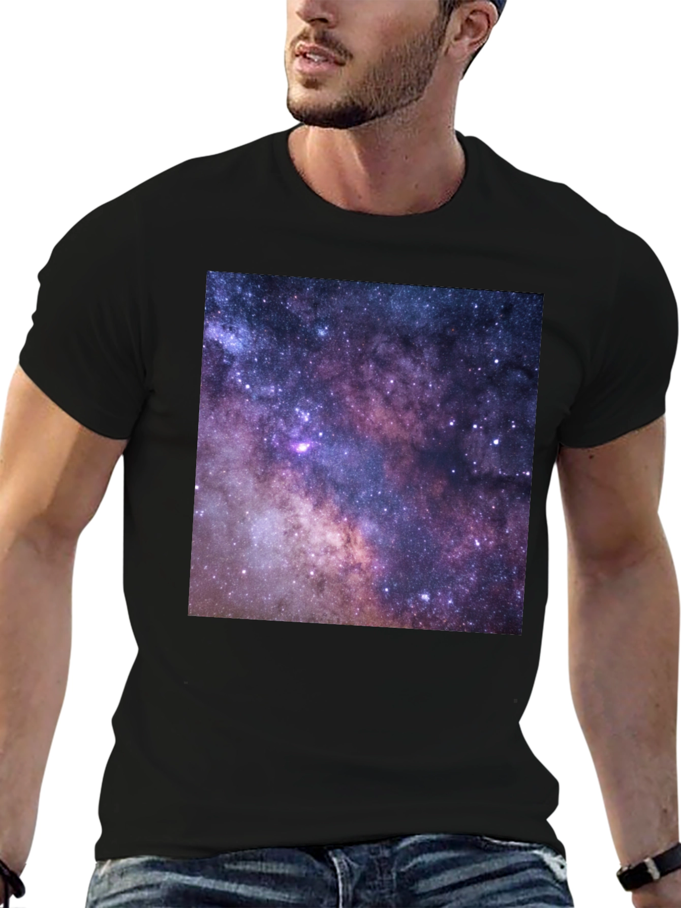 Galaxy Print Black T-Shirt - Cosmic Style