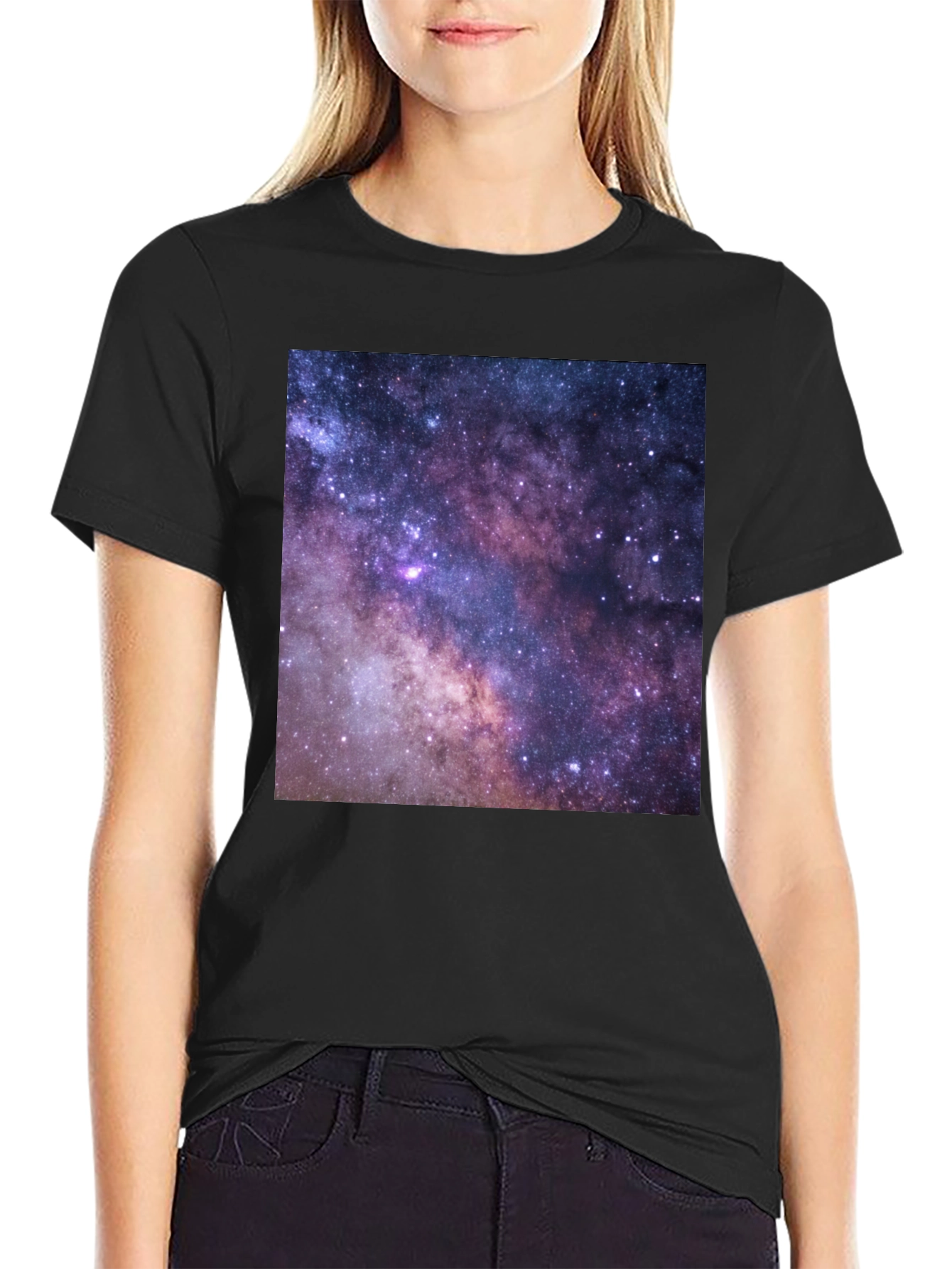 Galaxy Print Black T-Shirt - Cosmic Style