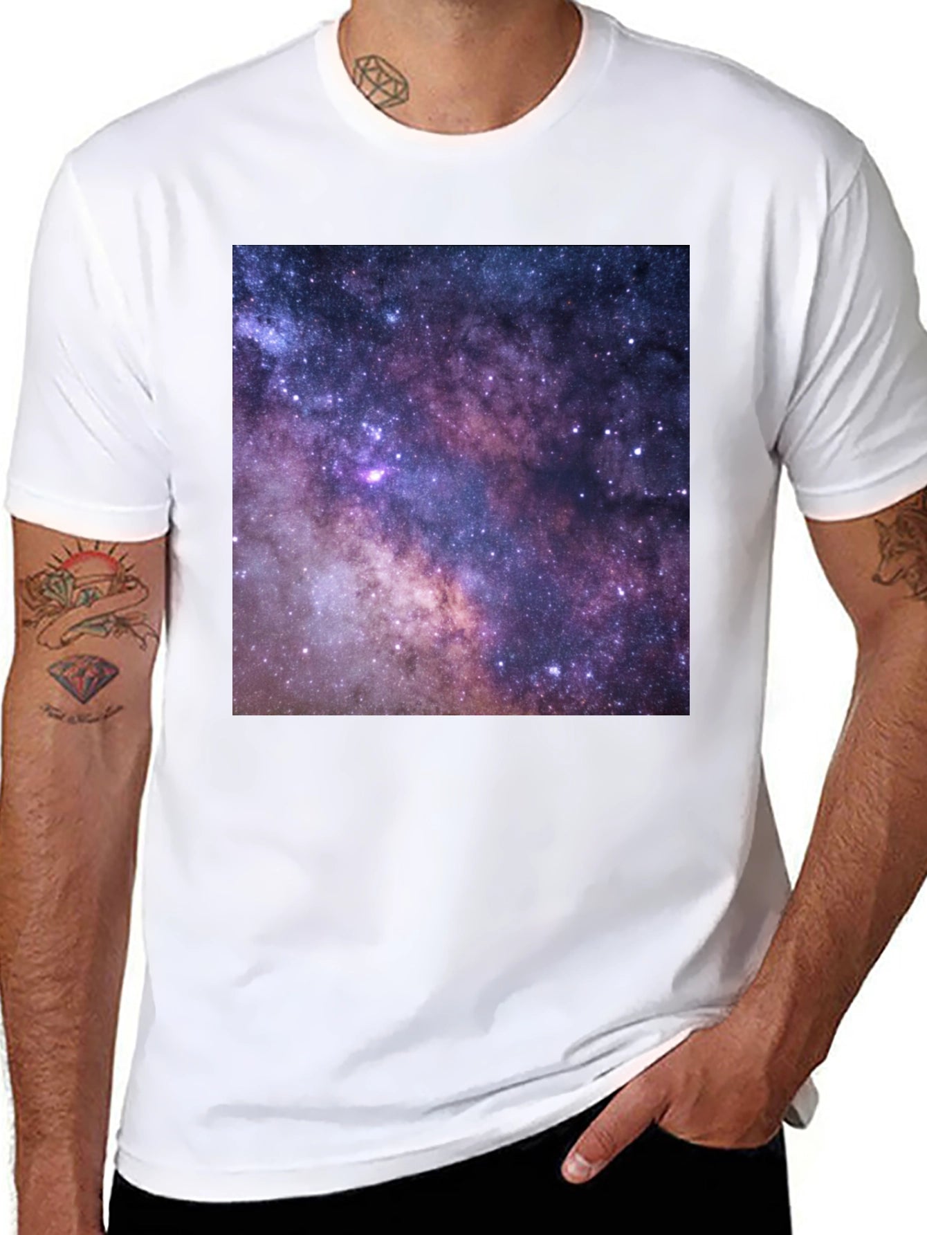 Galaxy Print Black T-Shirt - Cosmic Style