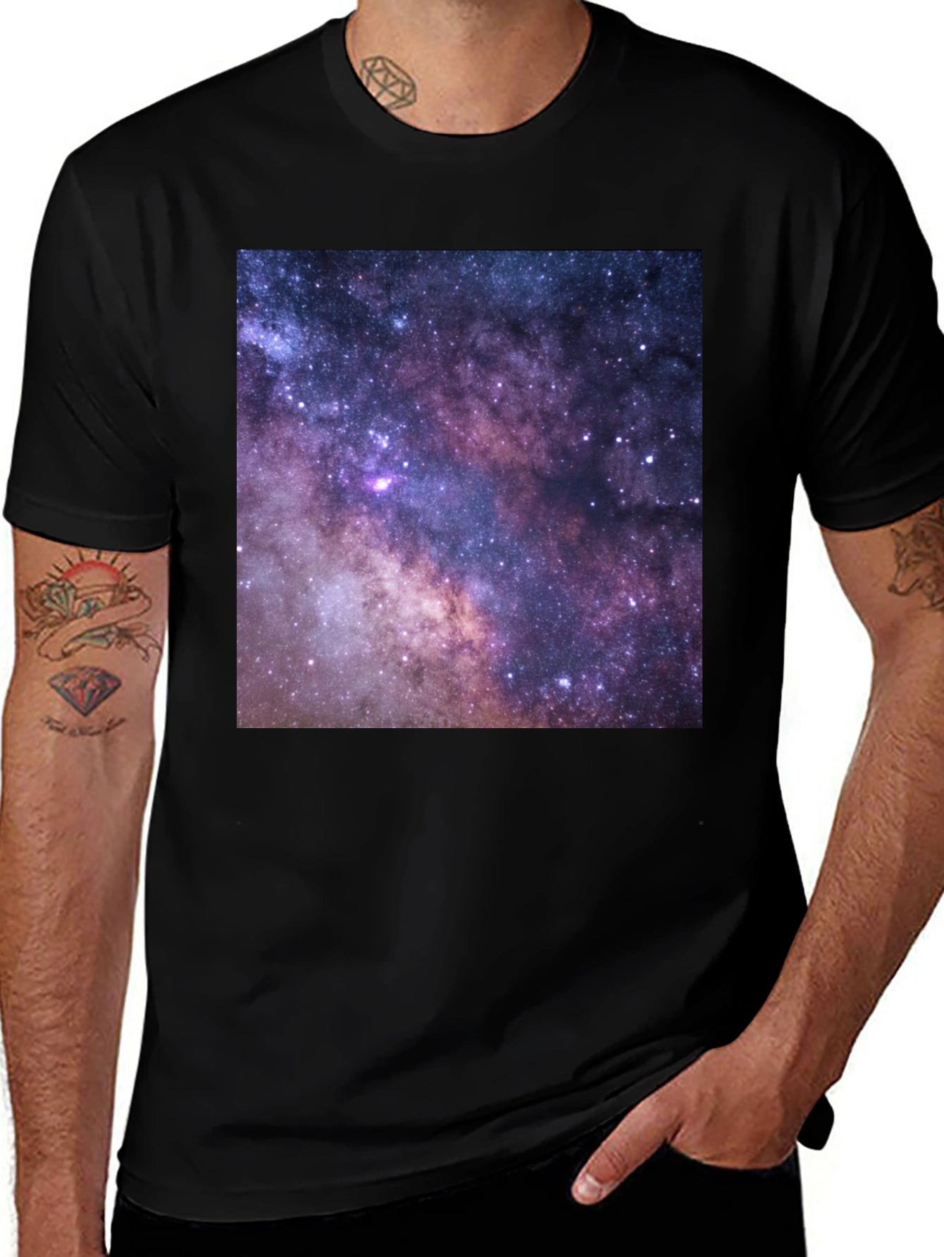 Galaxy Print Black T-Shirt - Cosmic Style