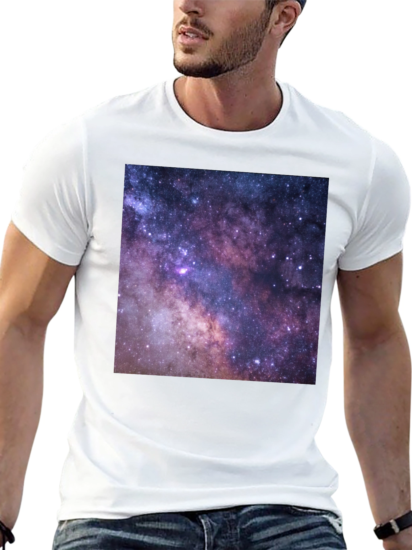 Galaxy Print Black T-Shirt - Cosmic Style