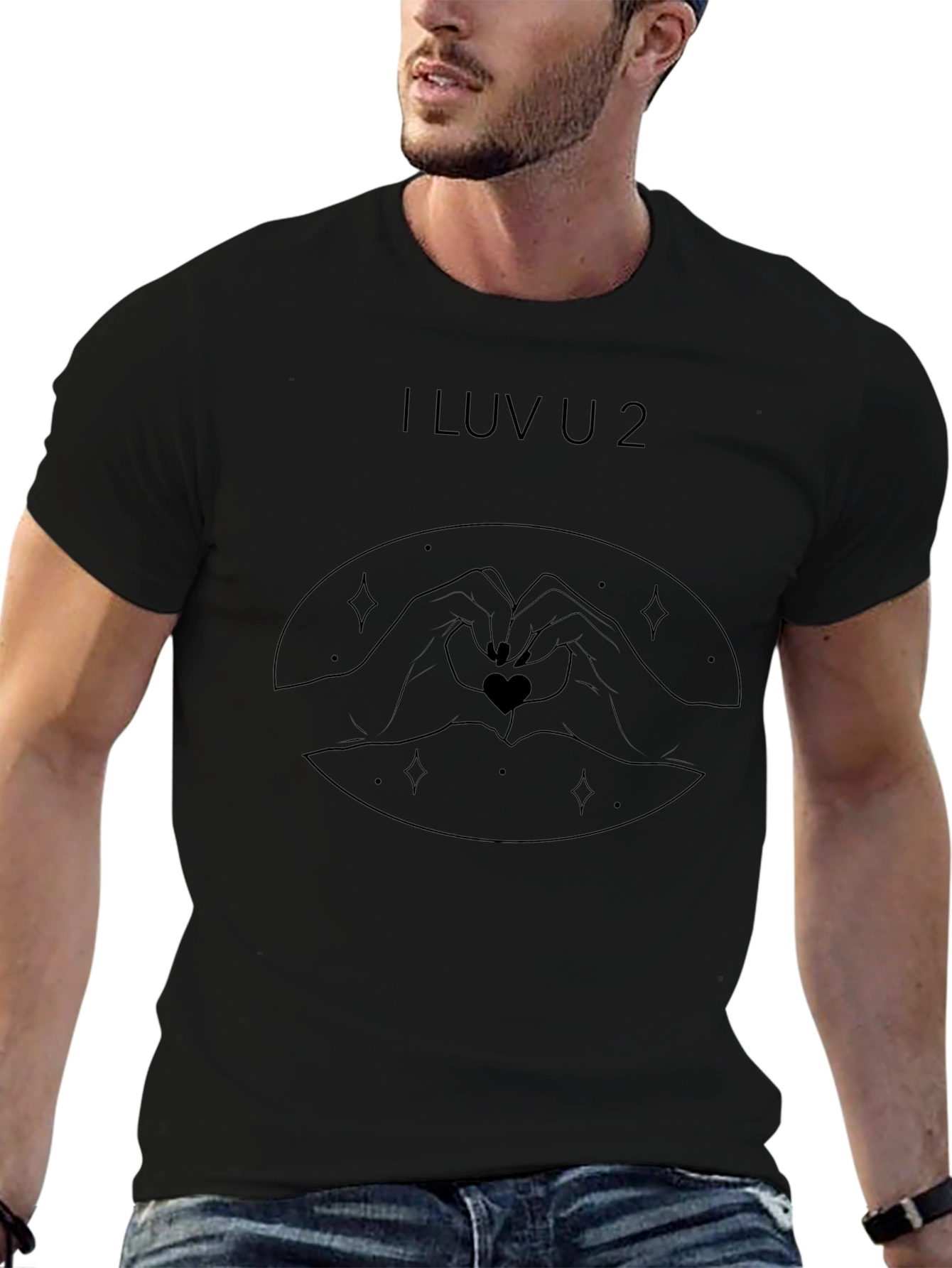 I LUV U 2 Graphic Tee - Black