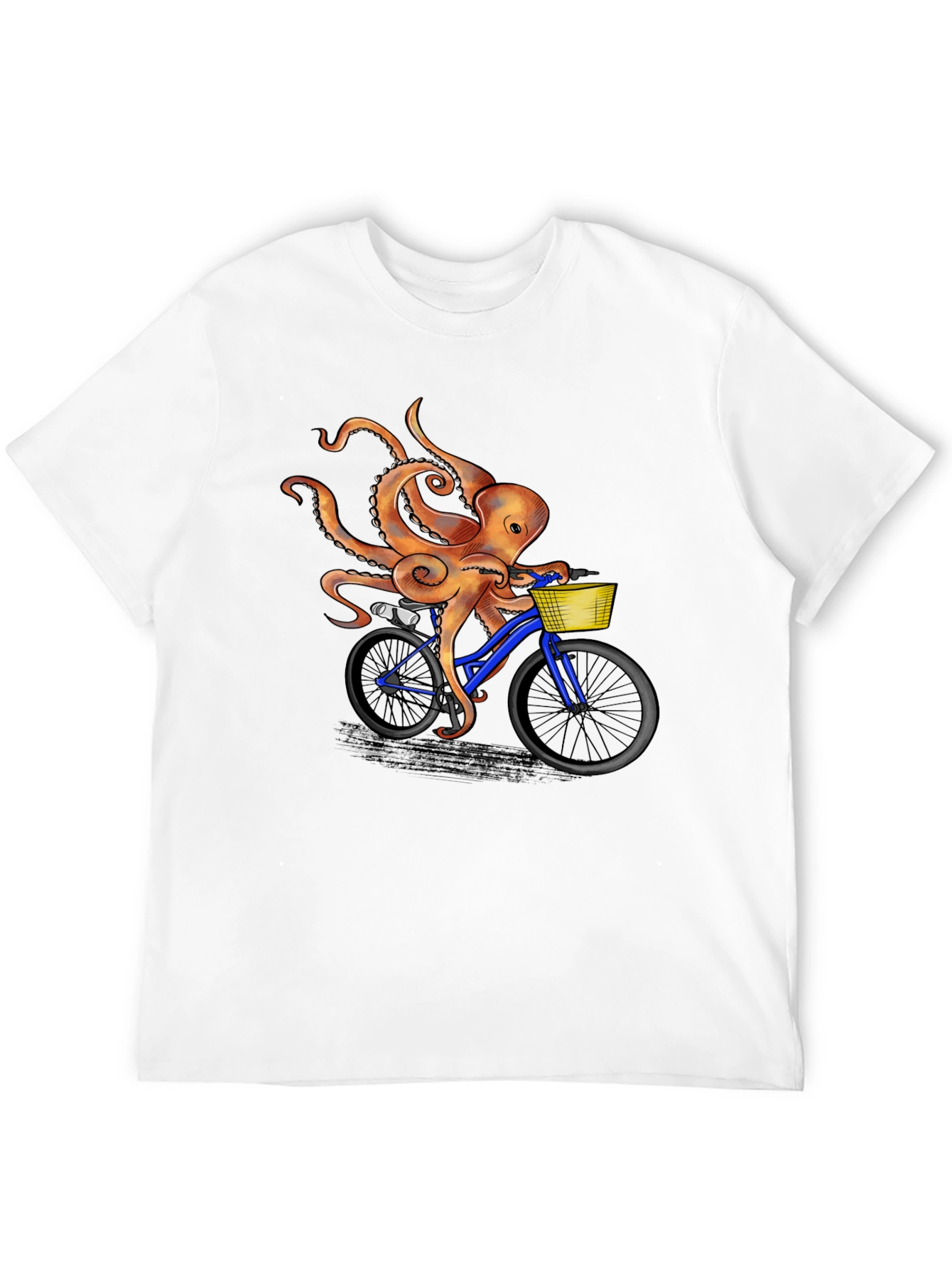 Octopus Riding Bicycle Graphic T-Shirt