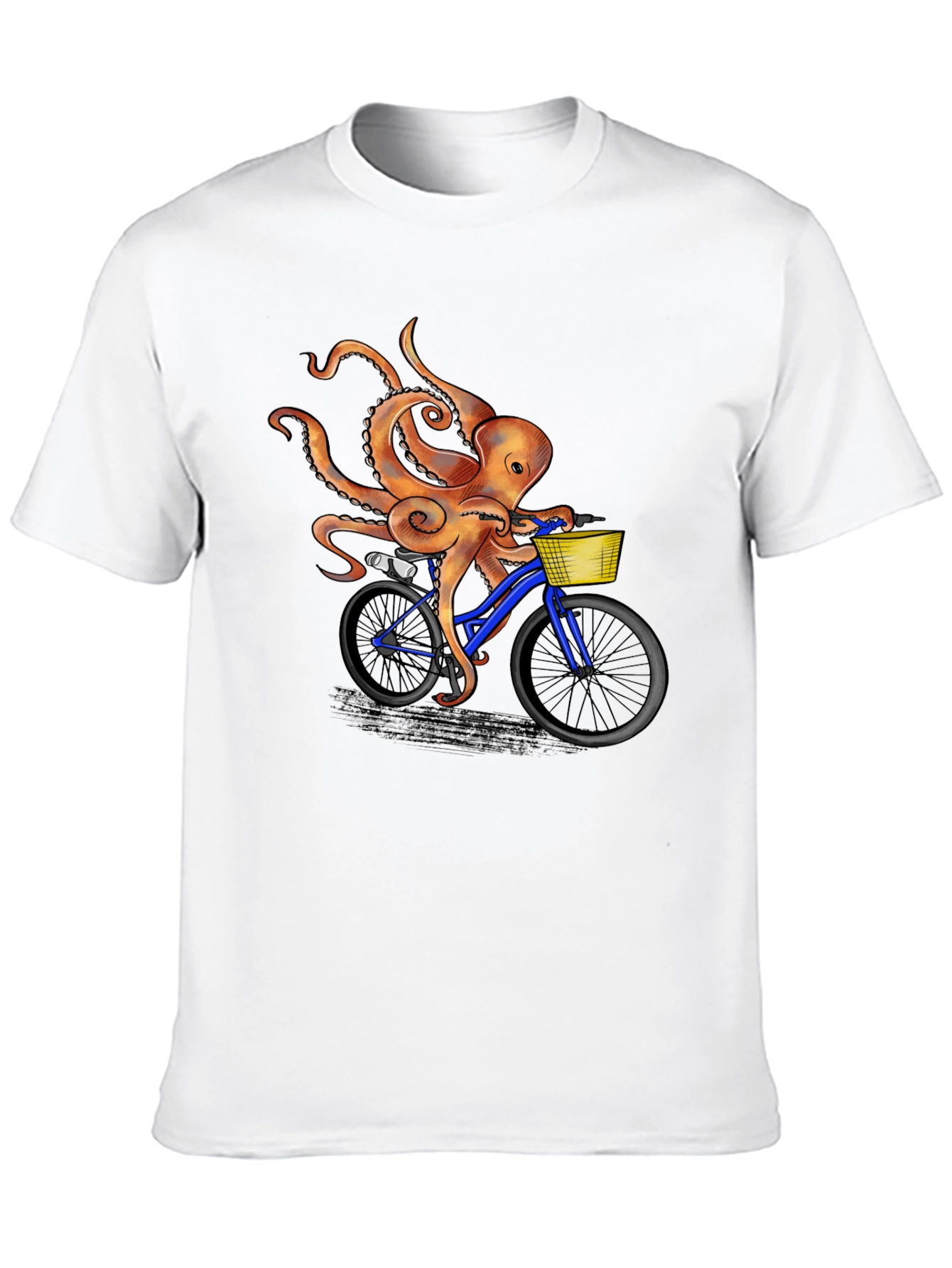 Octopus Riding Bicycle Graphic T-Shirt