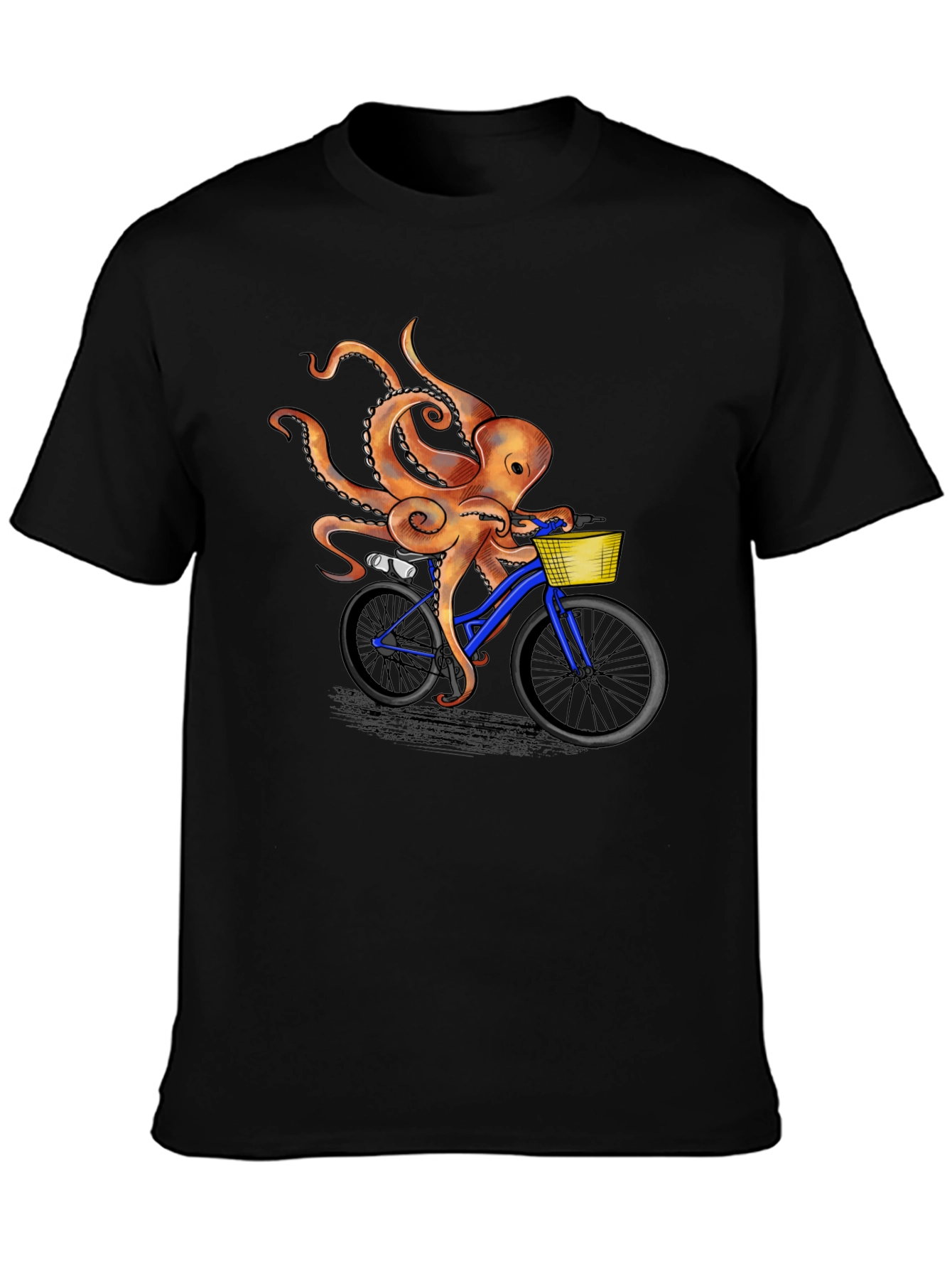 Octopus Riding Bicycle Graphic T-Shirt