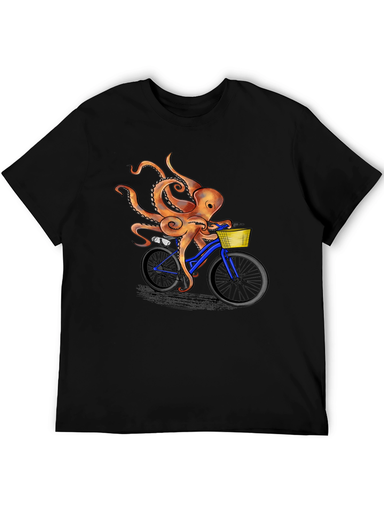 Octopus Riding Bicycle Graphic T-Shirt