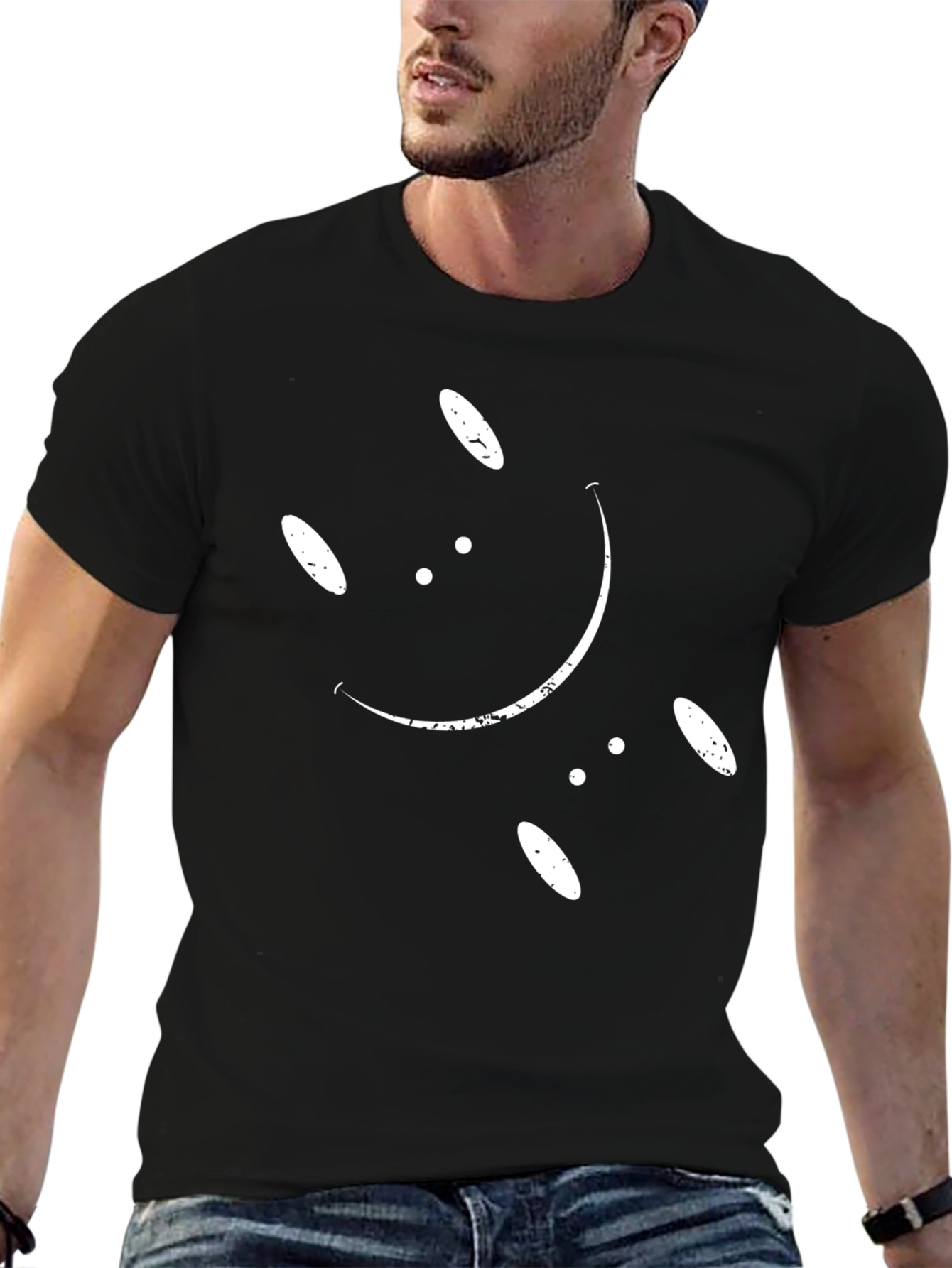 Abstract Smiley Face Black T-Shirt