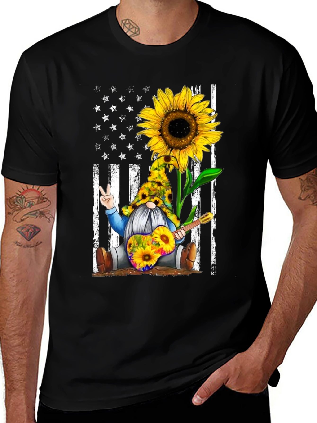 Sunflower Gnome Peace Sign Graphic Tee