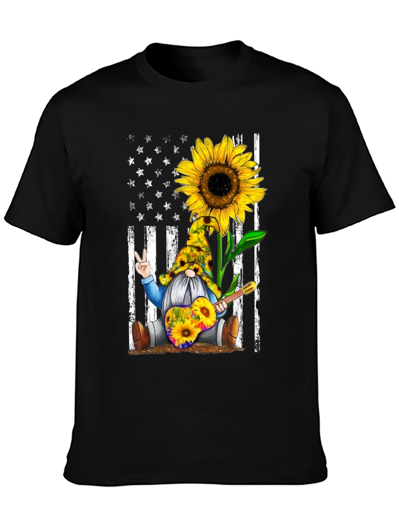 Sunflower Gnome Peace Sign Graphic Tee