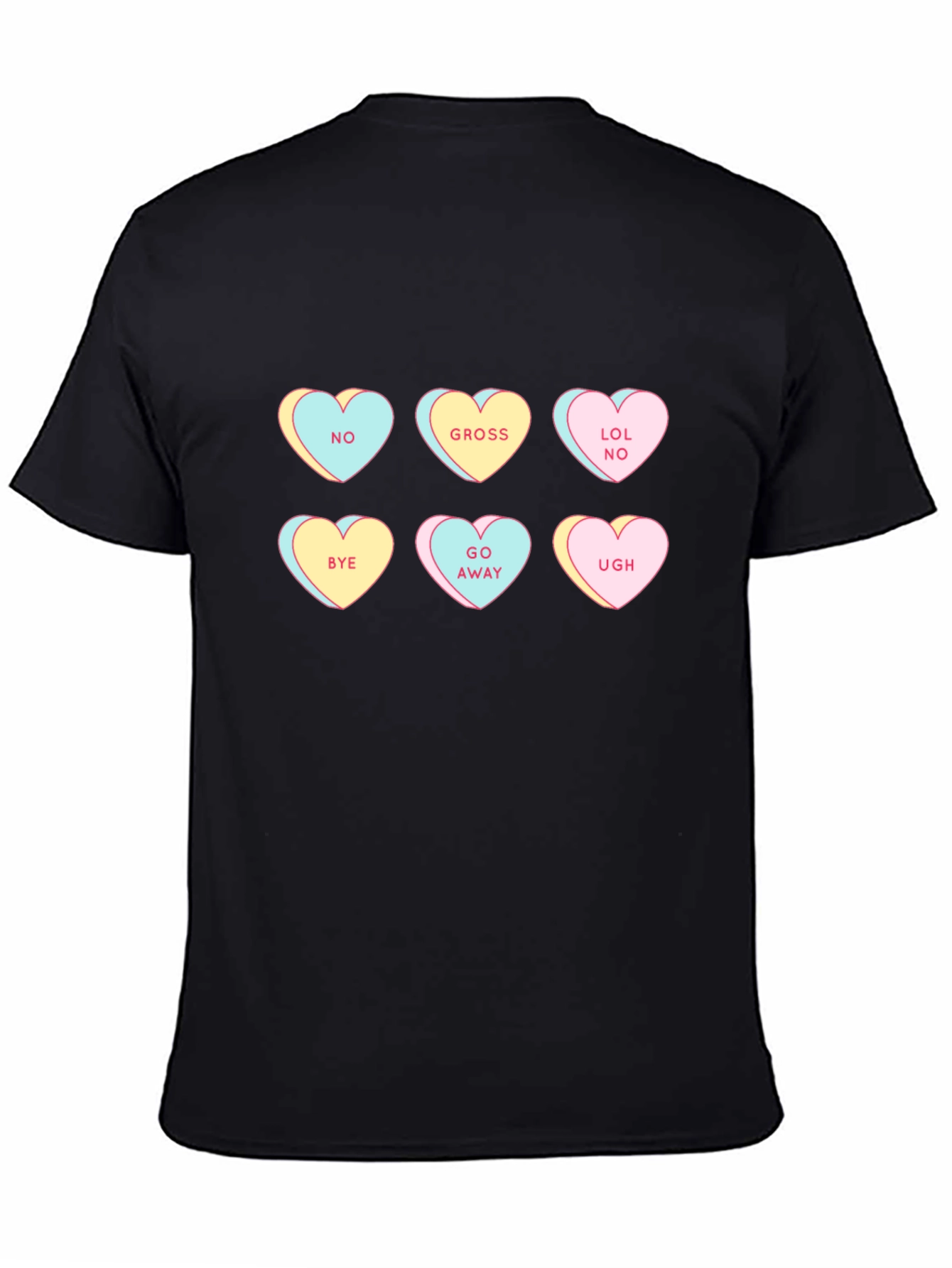 Anti-Valentines Day Candy Heart T-Shirt - Black