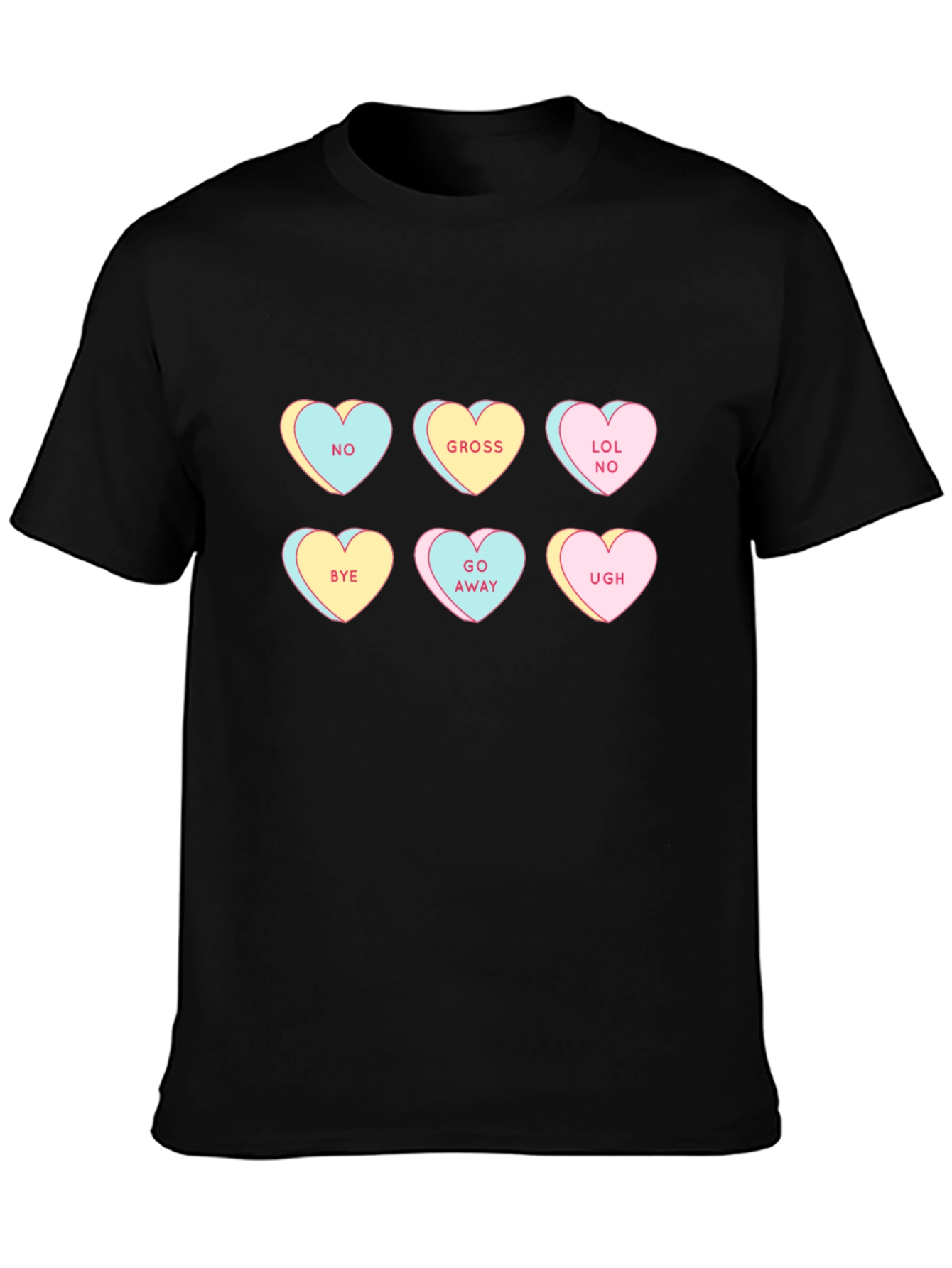 Anti-Valentines Day Candy Heart T-Shirt - Black