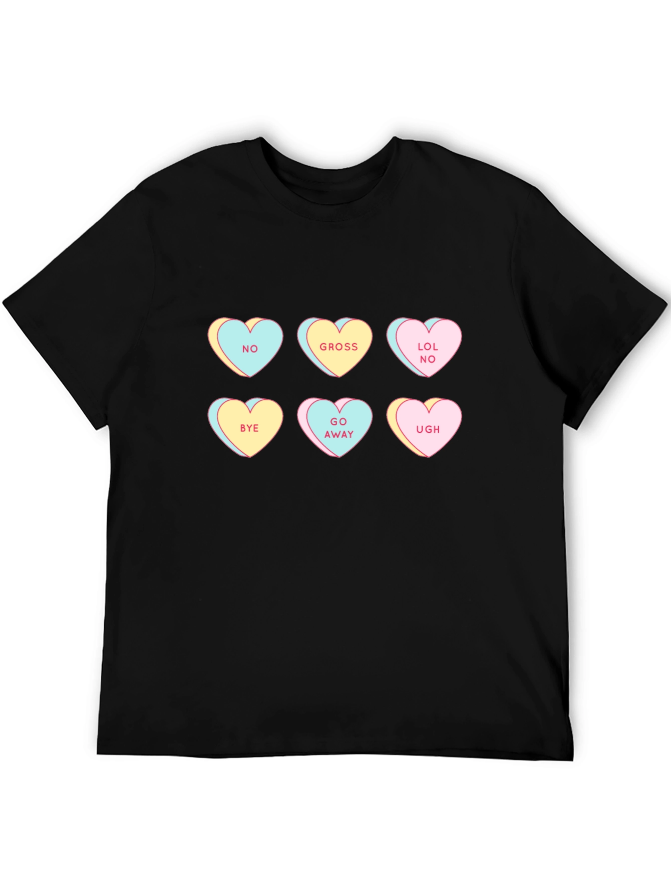 Anti-Valentines Day Candy Heart T-Shirt - Black