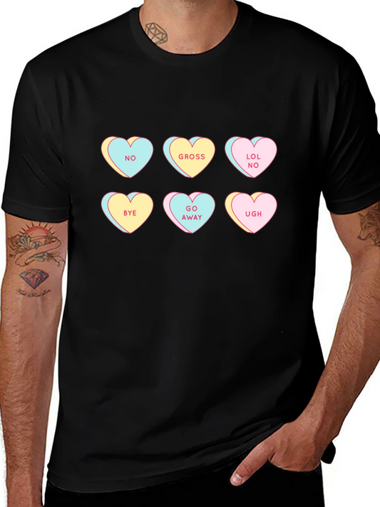 Anti-Valentines Day Candy Heart T-Shirt - Black