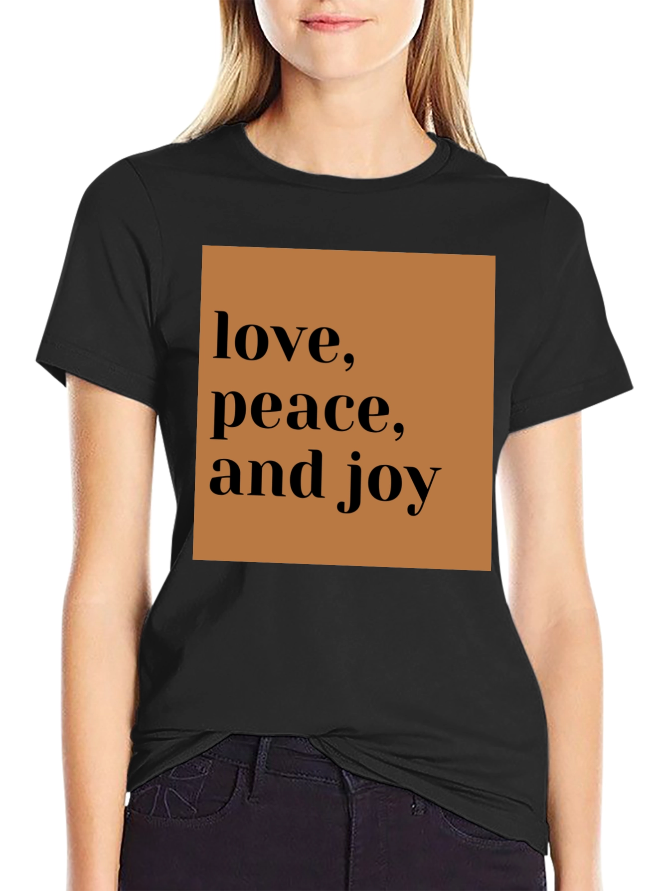 Love Peace Joy Black Graphic Tee