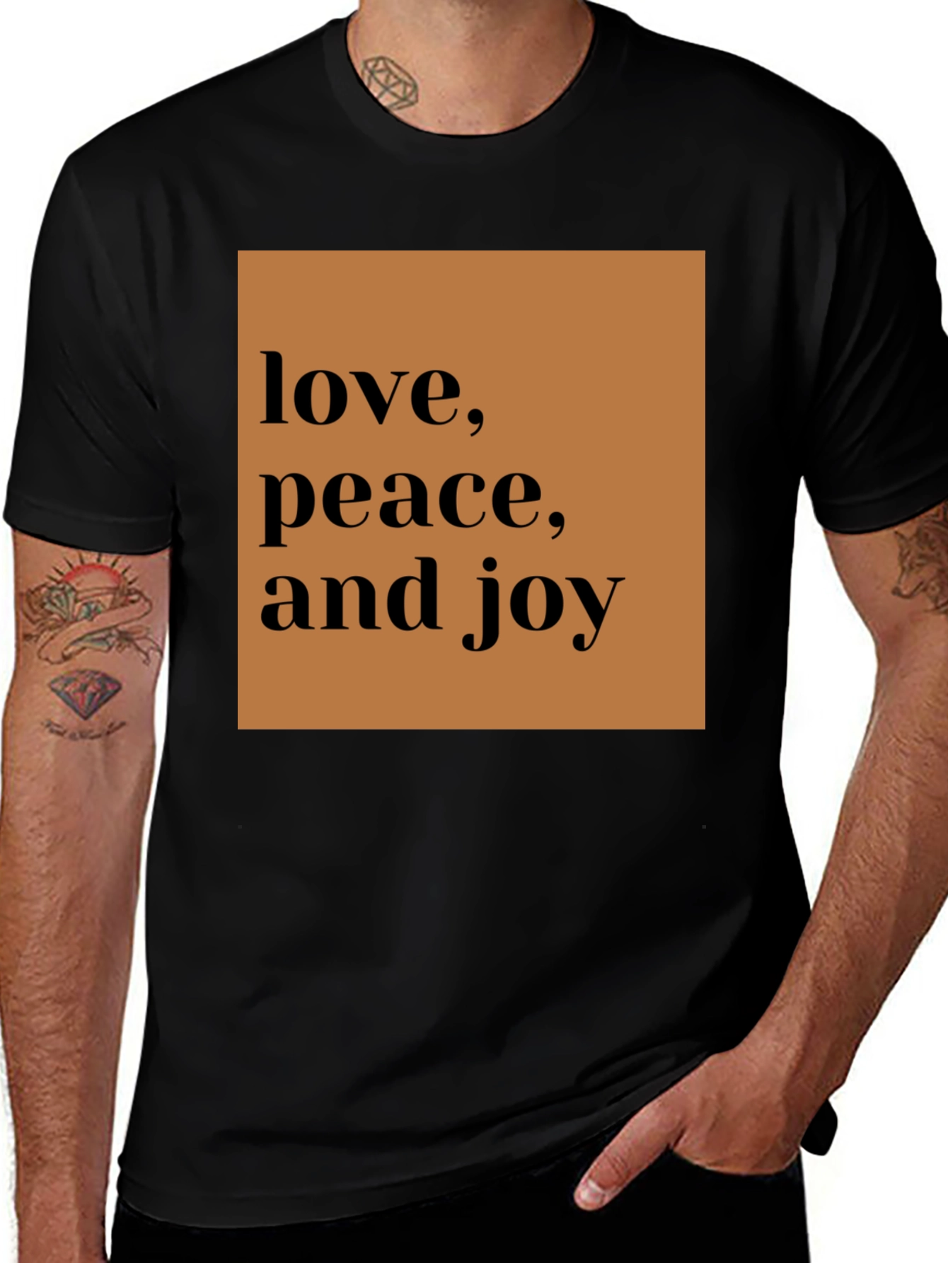 Love Peace Joy Black Graphic Tee