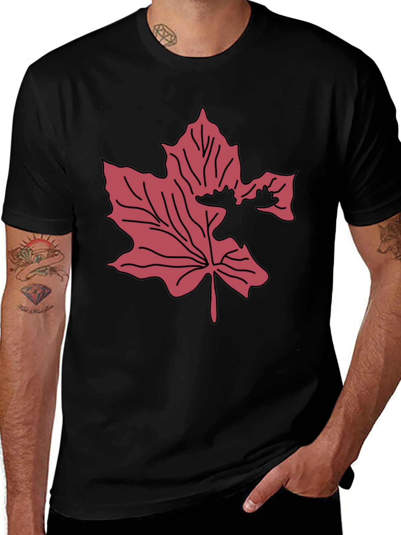 Maple Leaf Moose Graphic Tee - Black