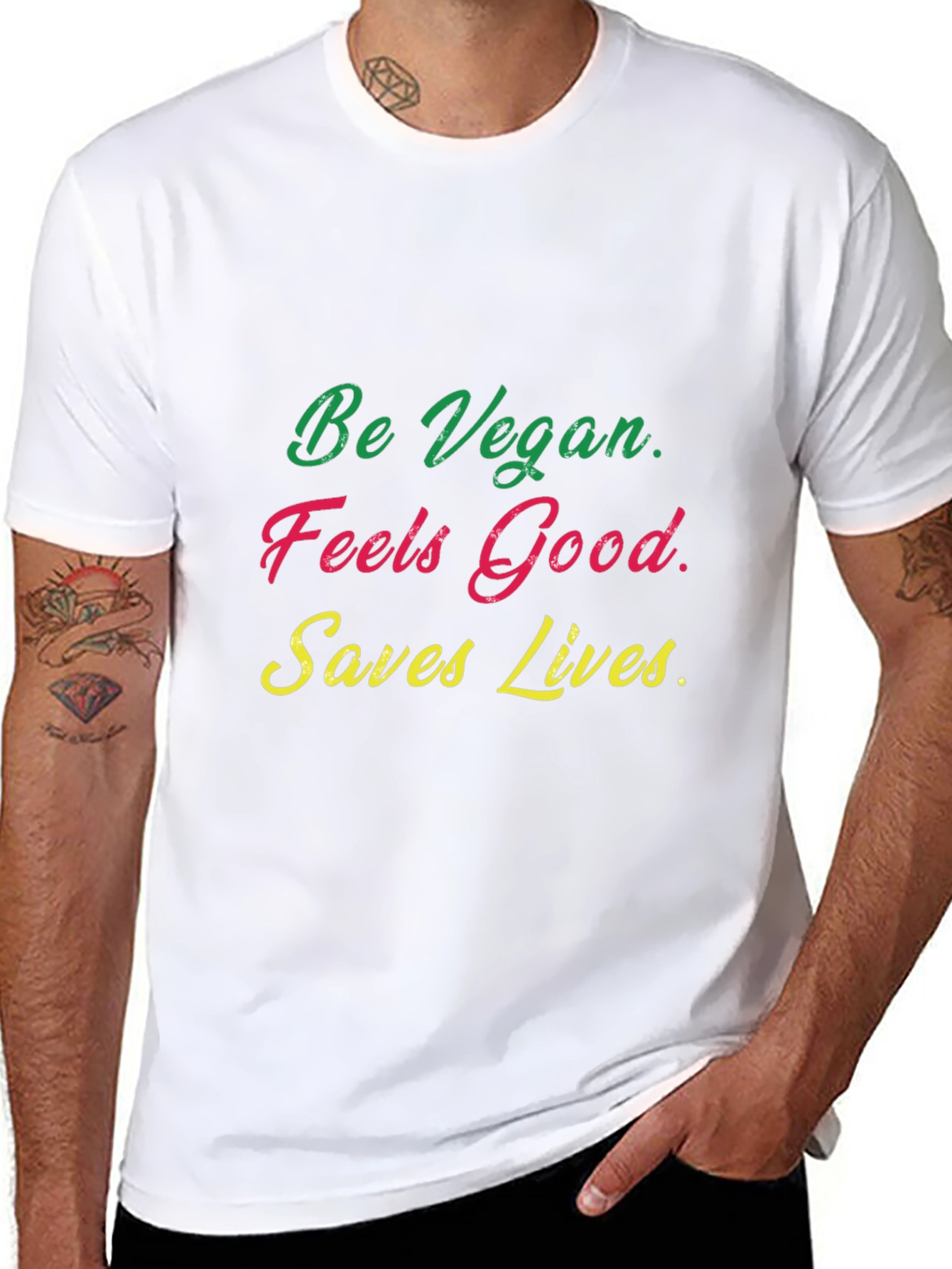 Vegan T-Shirt - Feels Good Saves Lives!