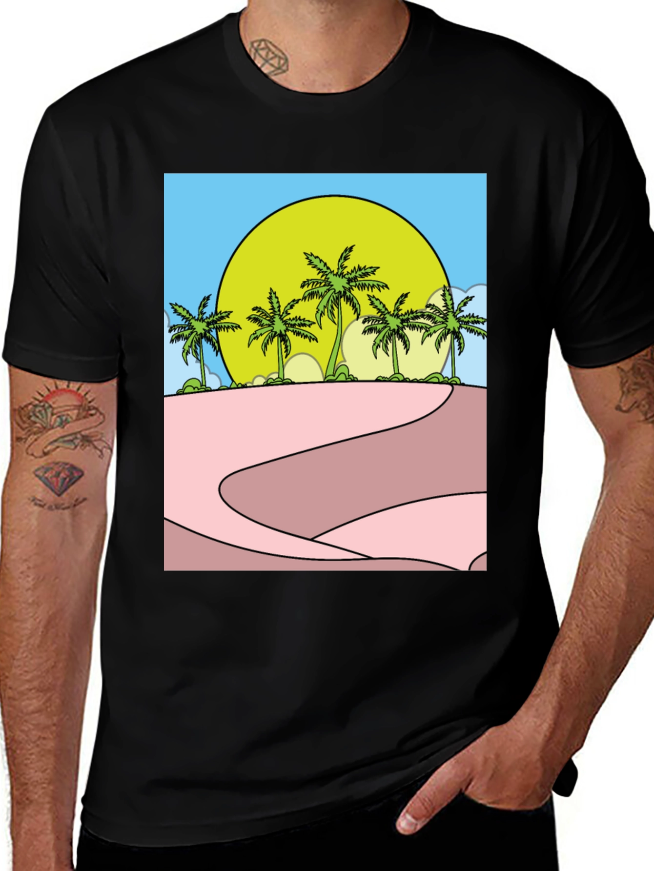 Tropical Palm Sunset Graphic Tee