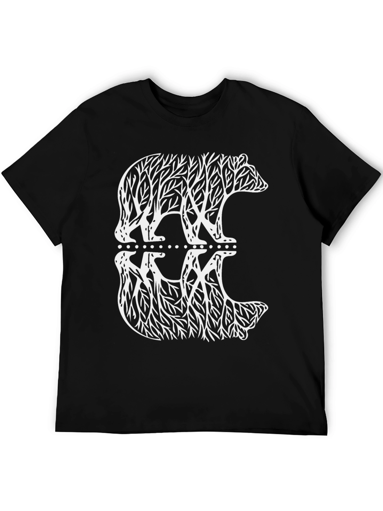 Nature Bear Graphic Tee - Black Cotton Blend T-Shirt