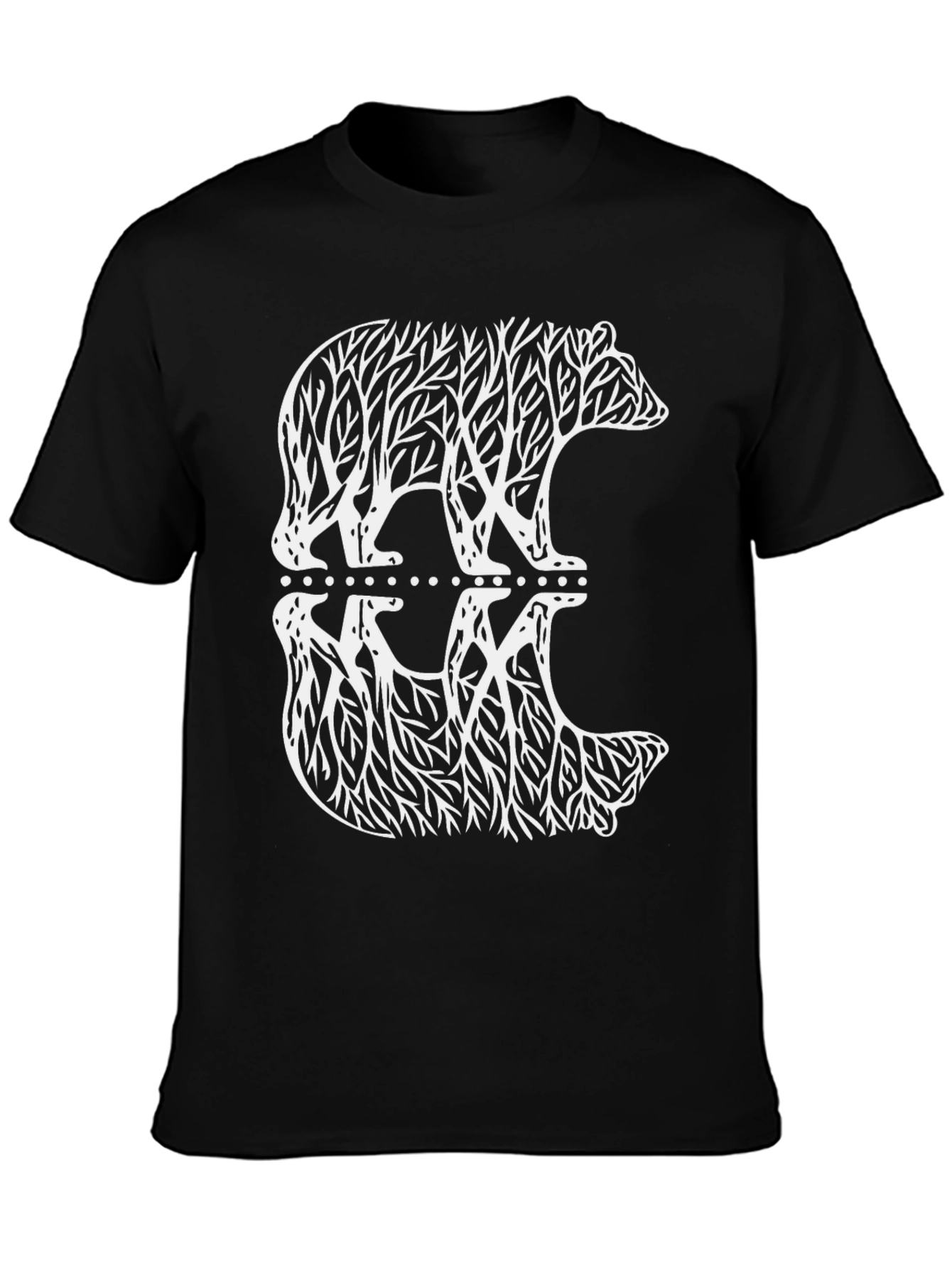 Nature Bear Graphic Tee - Black Cotton Blend T-Shirt