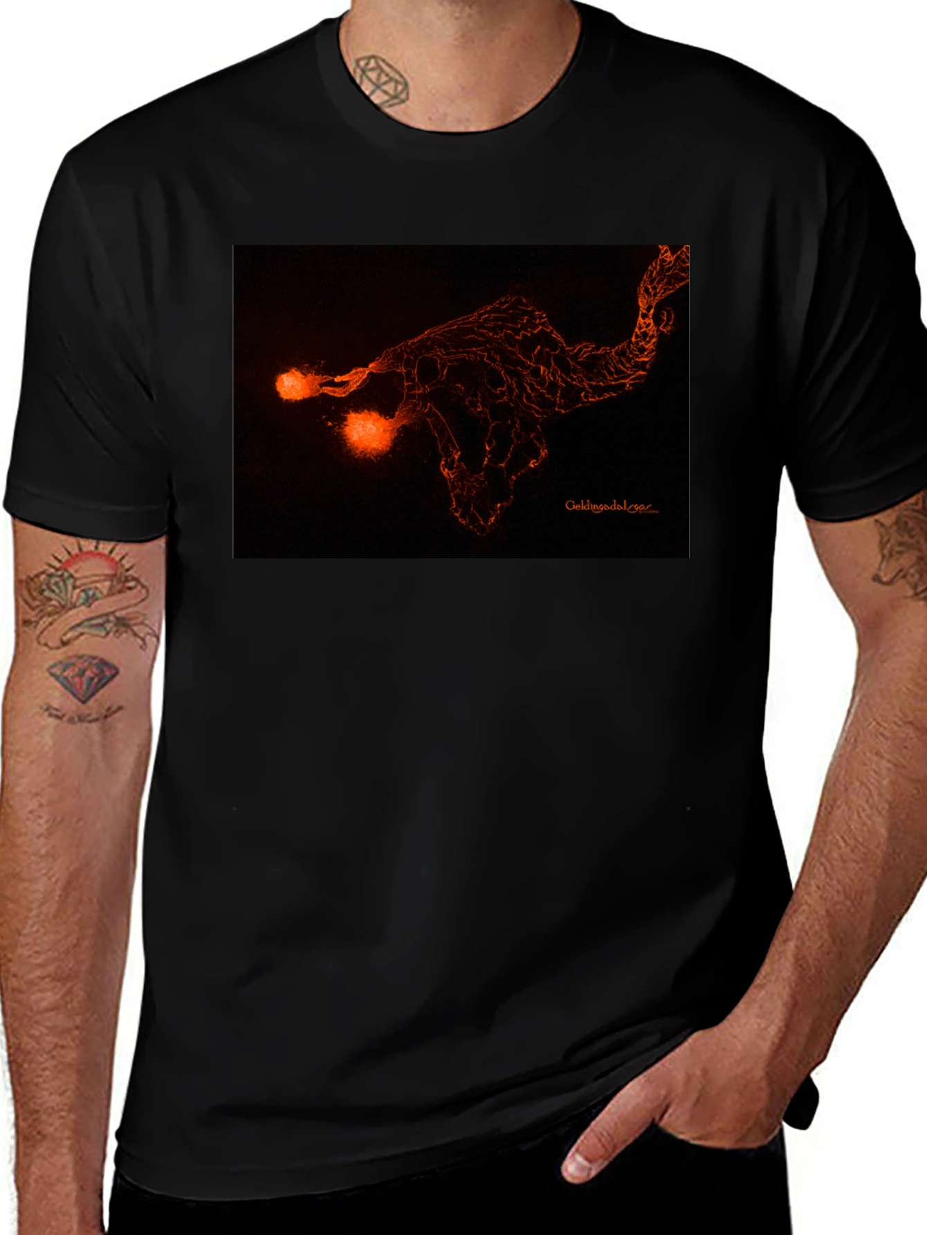 Fiery Graphic Print Black Tee