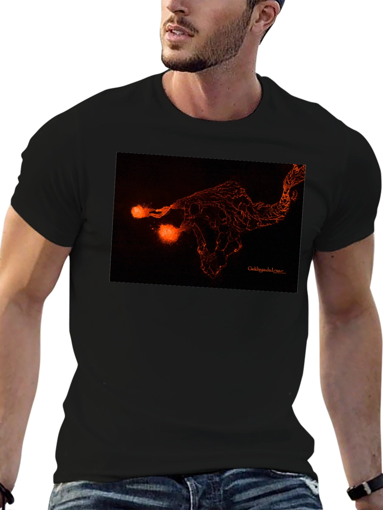 Fiery Graphic Print Black Tee