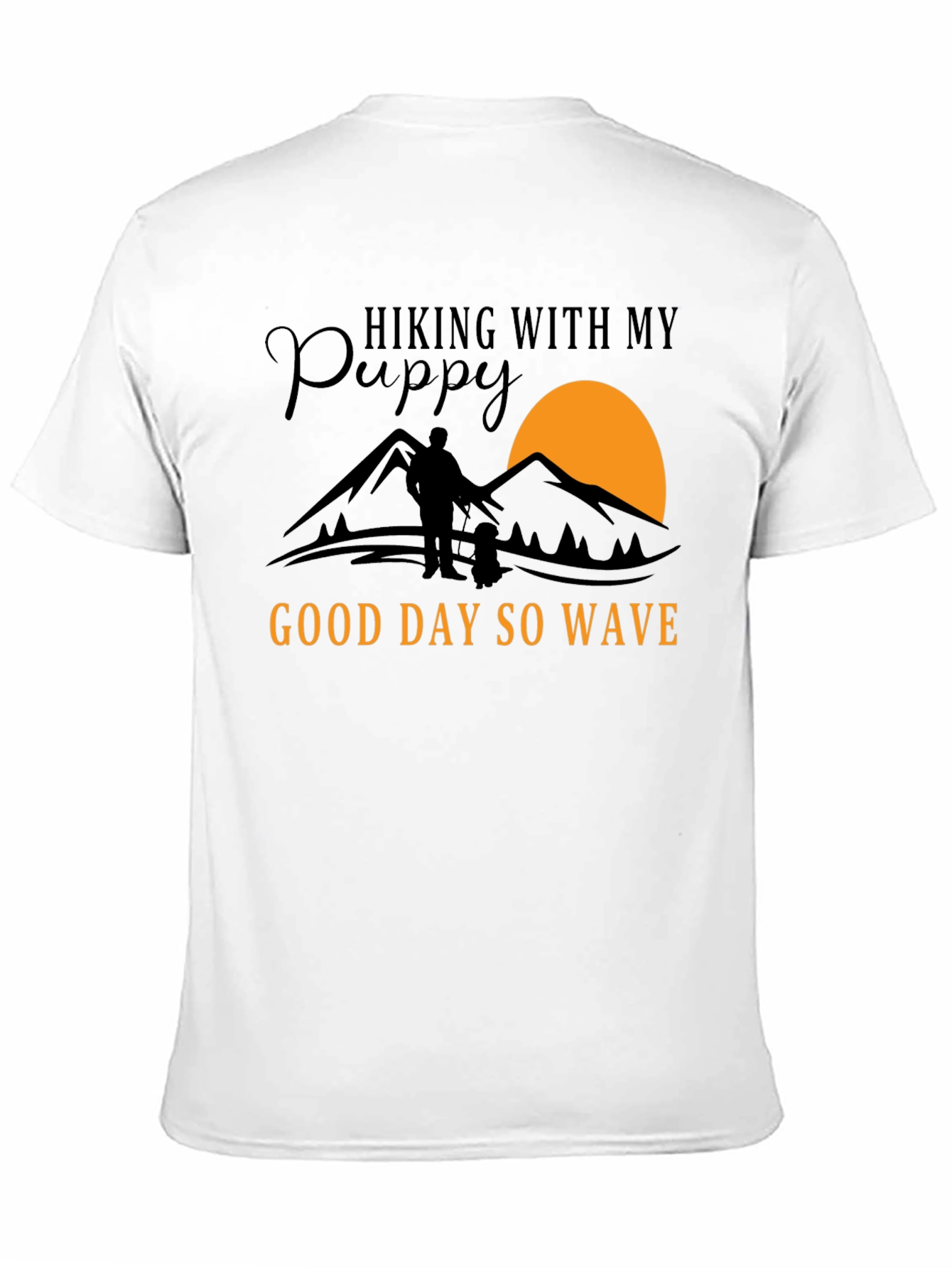 Hiking With My Puppy Black Graphic T-Shirt