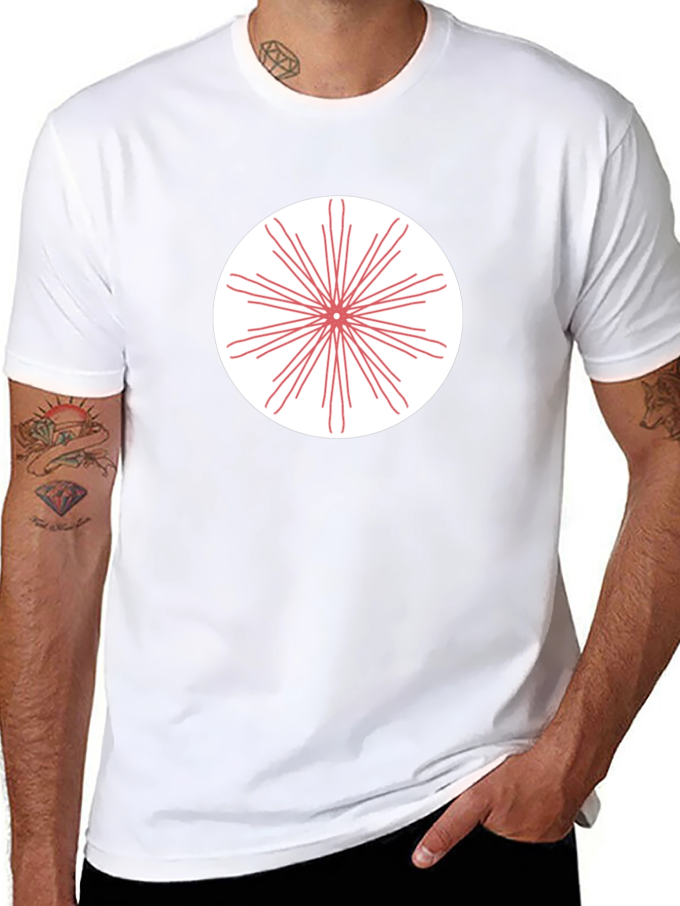 Black T-Shirt with Radial Burst Graphic