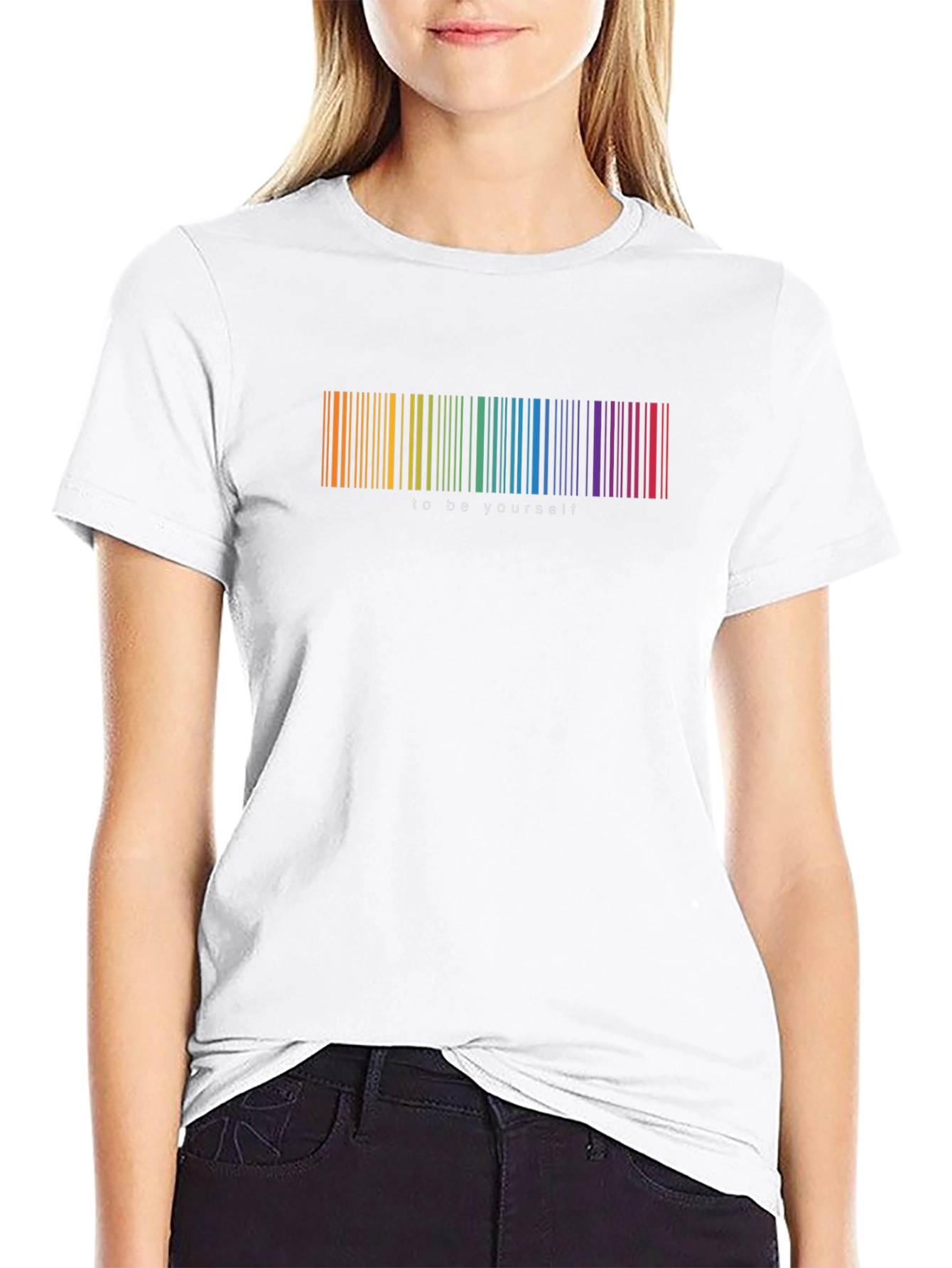 Rainbow Barcode To Be Yourself Graphic T-Shirt