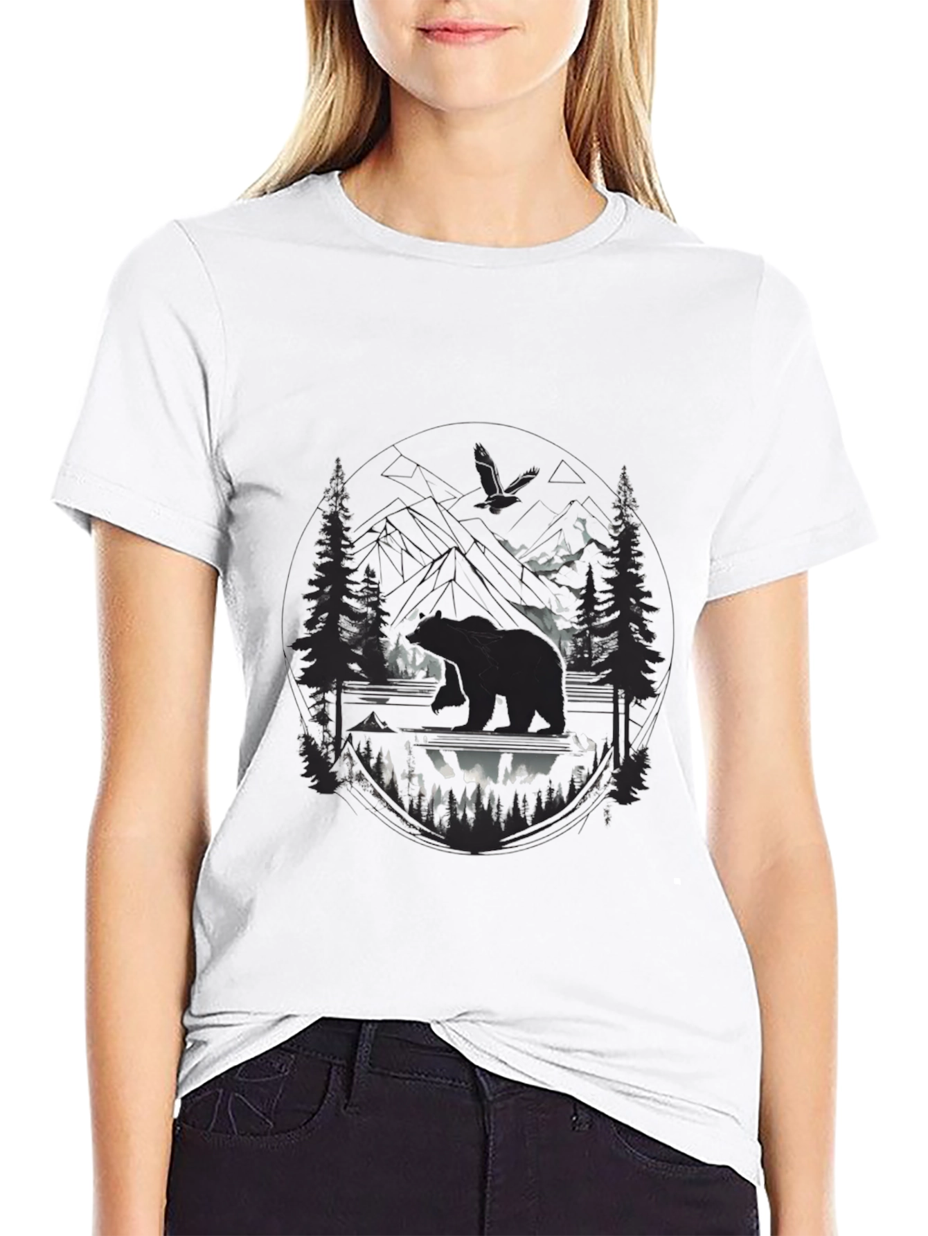 Nature Scene Black Graphic Tee