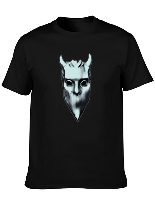 Ghost Band Shirt - Devil Mask Graphic Tee - Mens Black Cotton