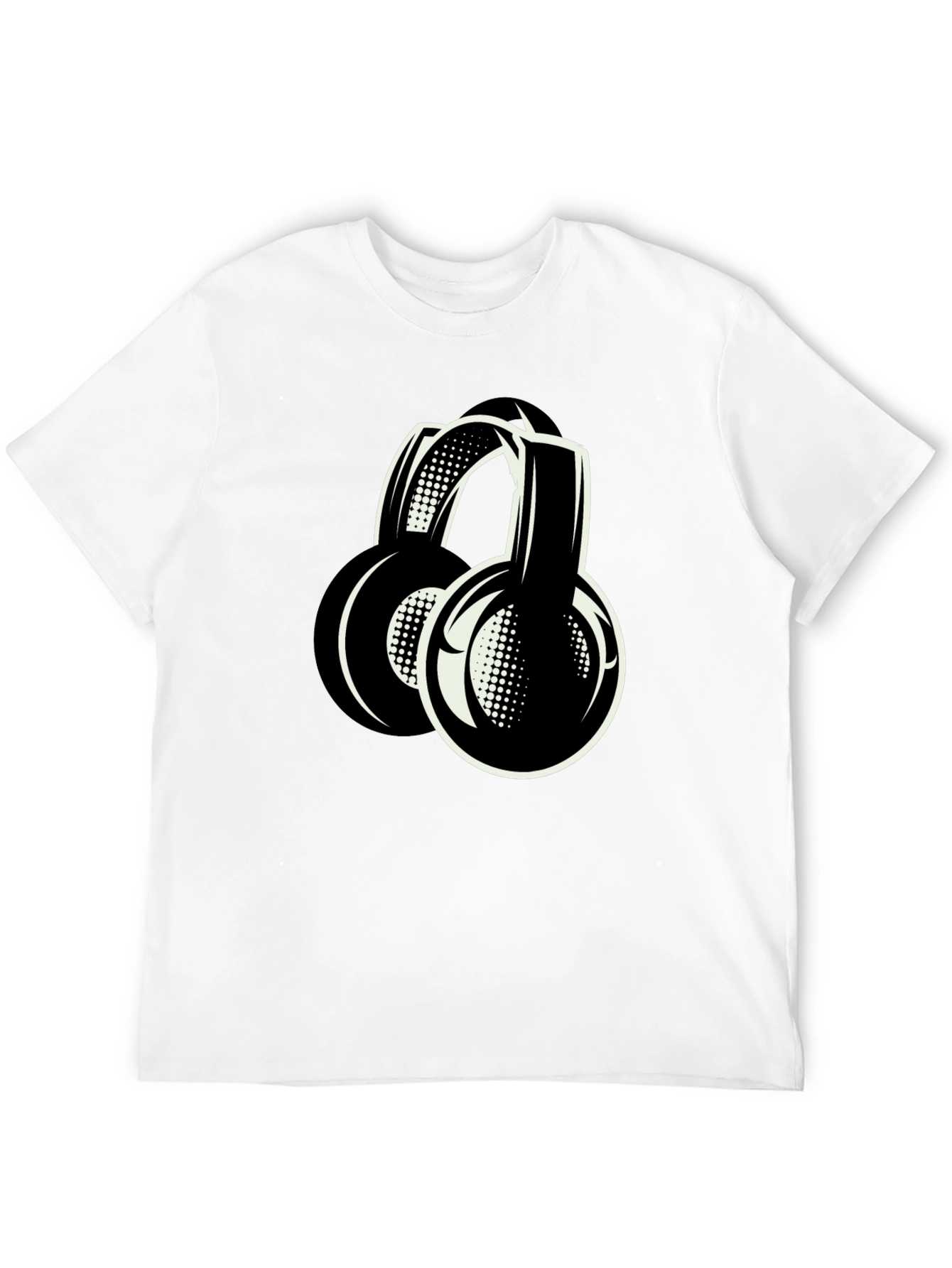 Stylish Black Headphones Graphic T-Shirt